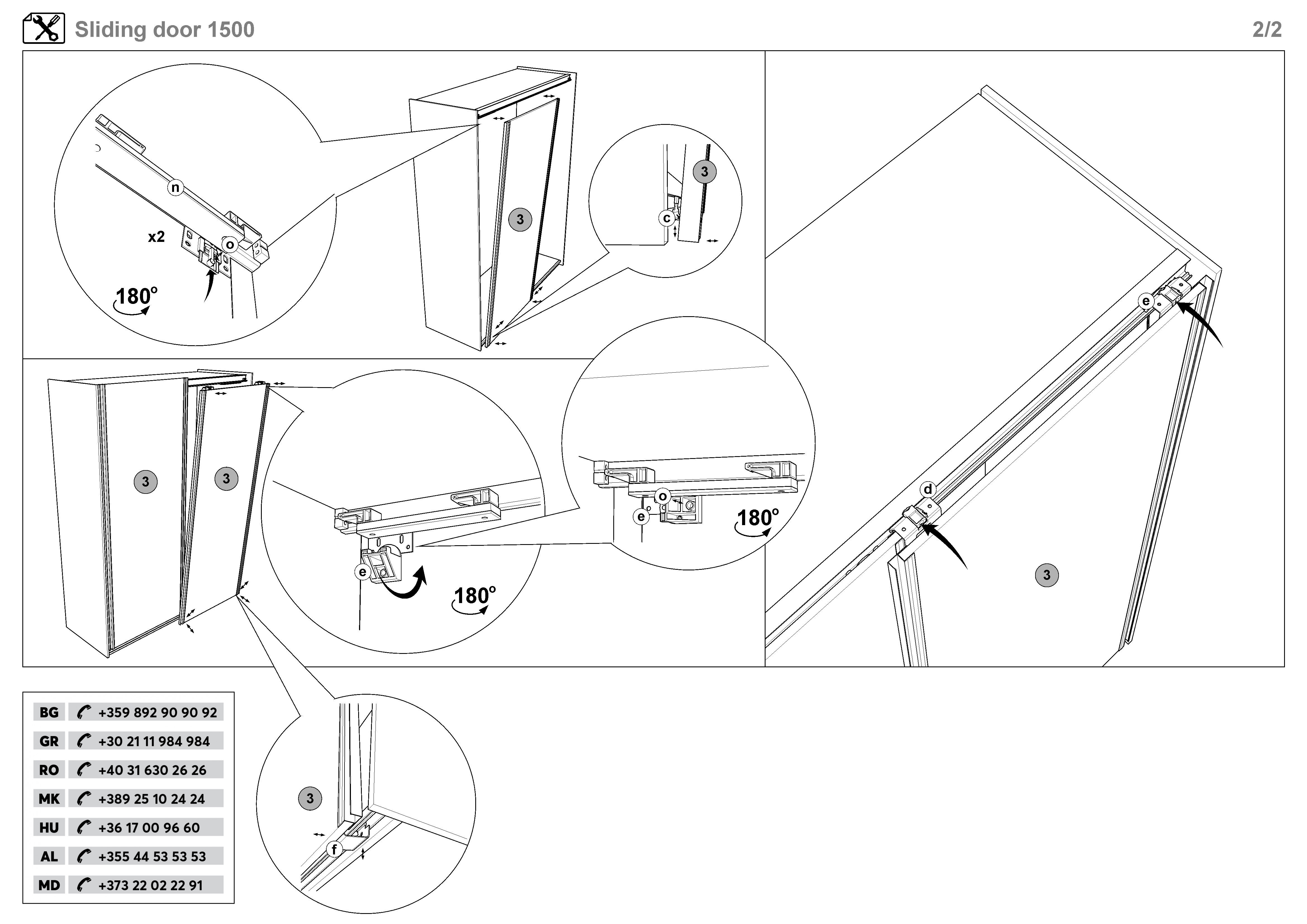Монтажна схема на продукт - Modular wardrobe with sliding doors 150 cm Soho Slide 150