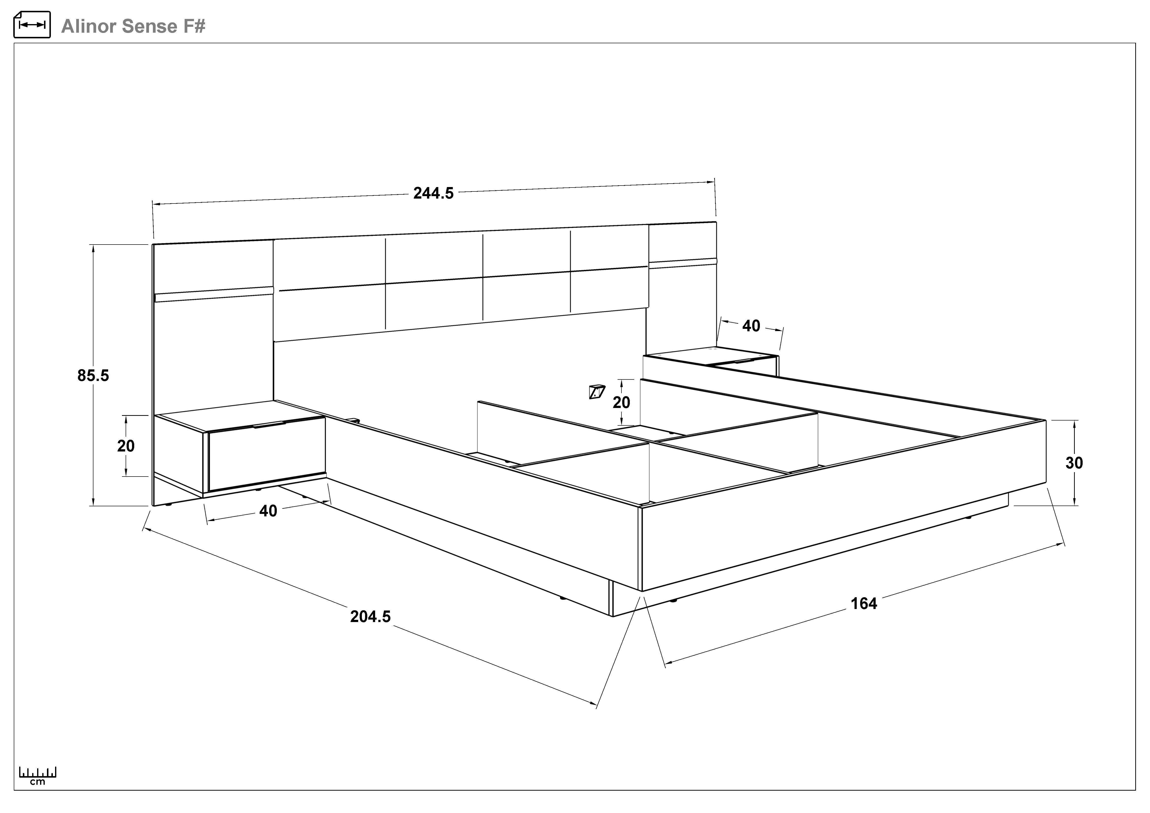 Bedroom furniture set 160/200 + LED Alinor Sense + mattress