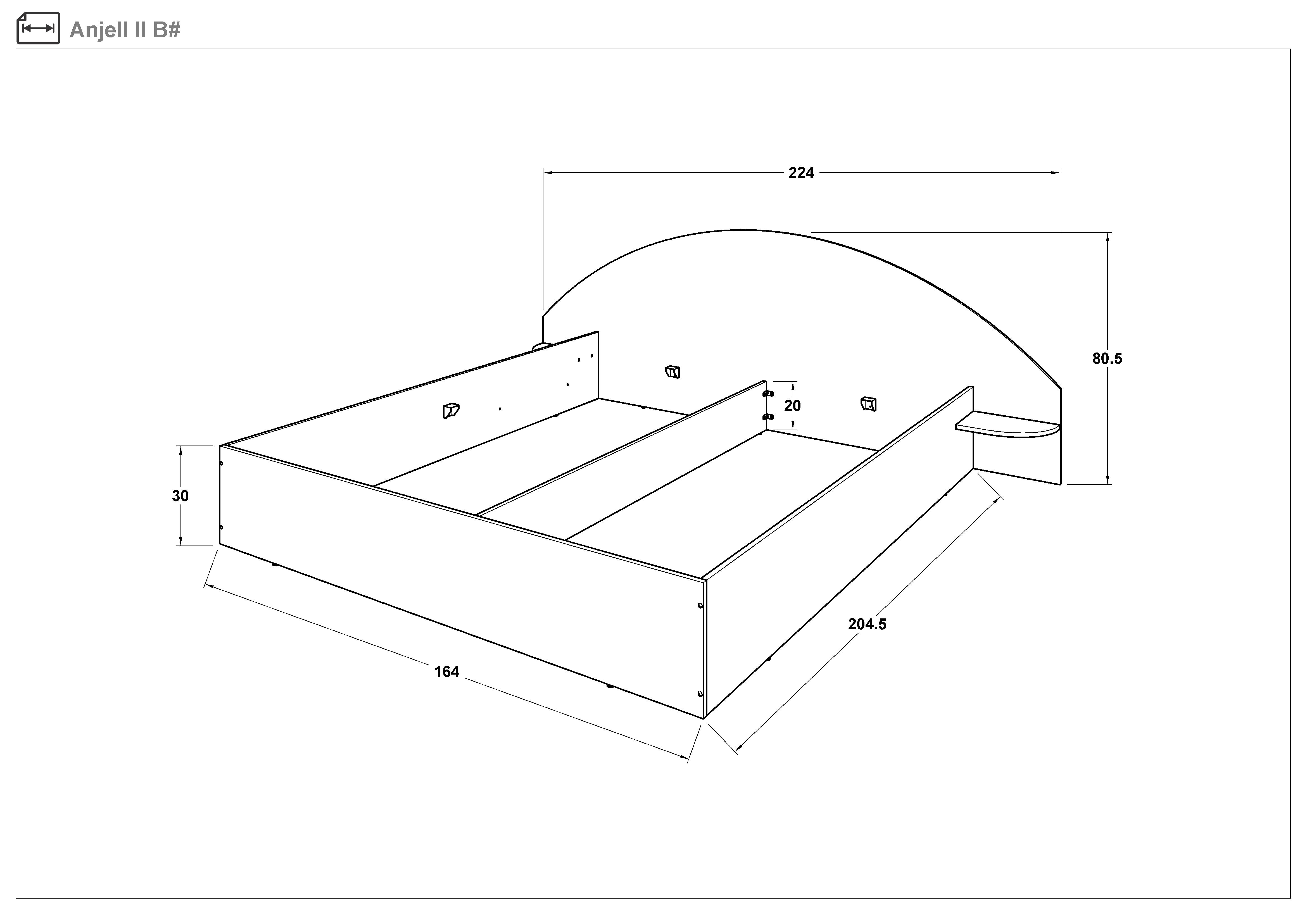 Double bed for mattress 160/200 Angel