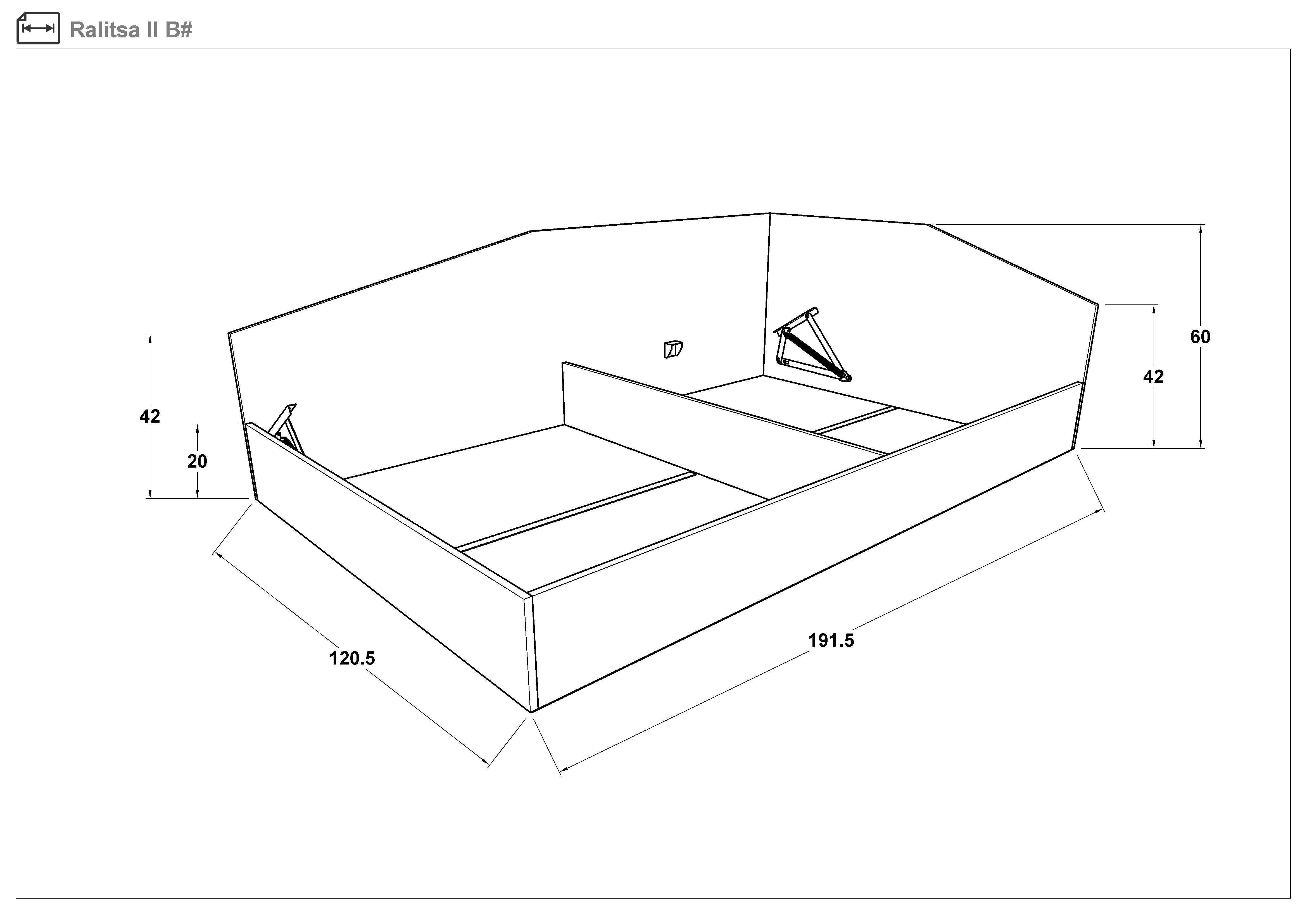 Bed with mechanism for mattress 120/190 Ralitsa