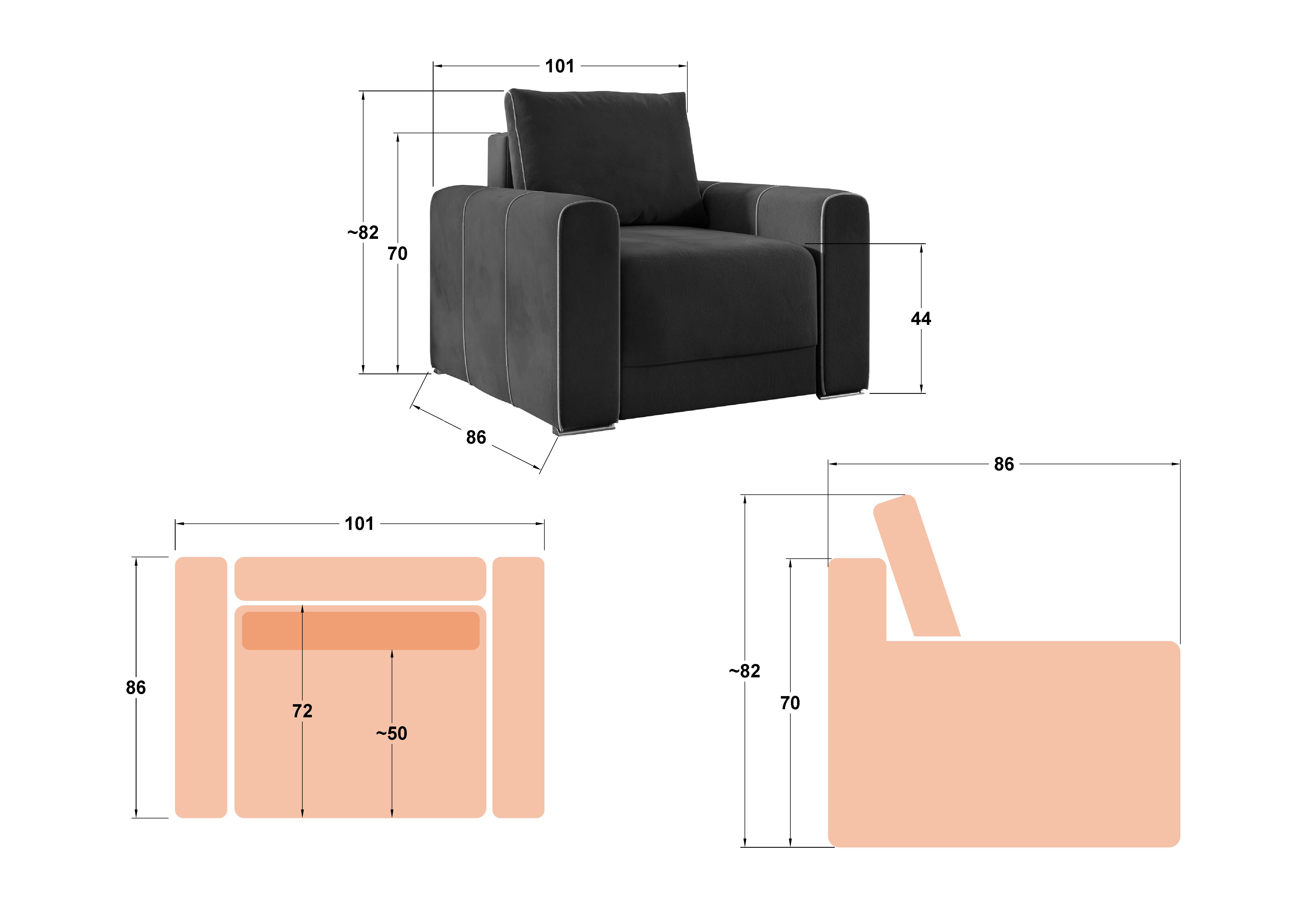 Two-seater sofa + armchair Ego