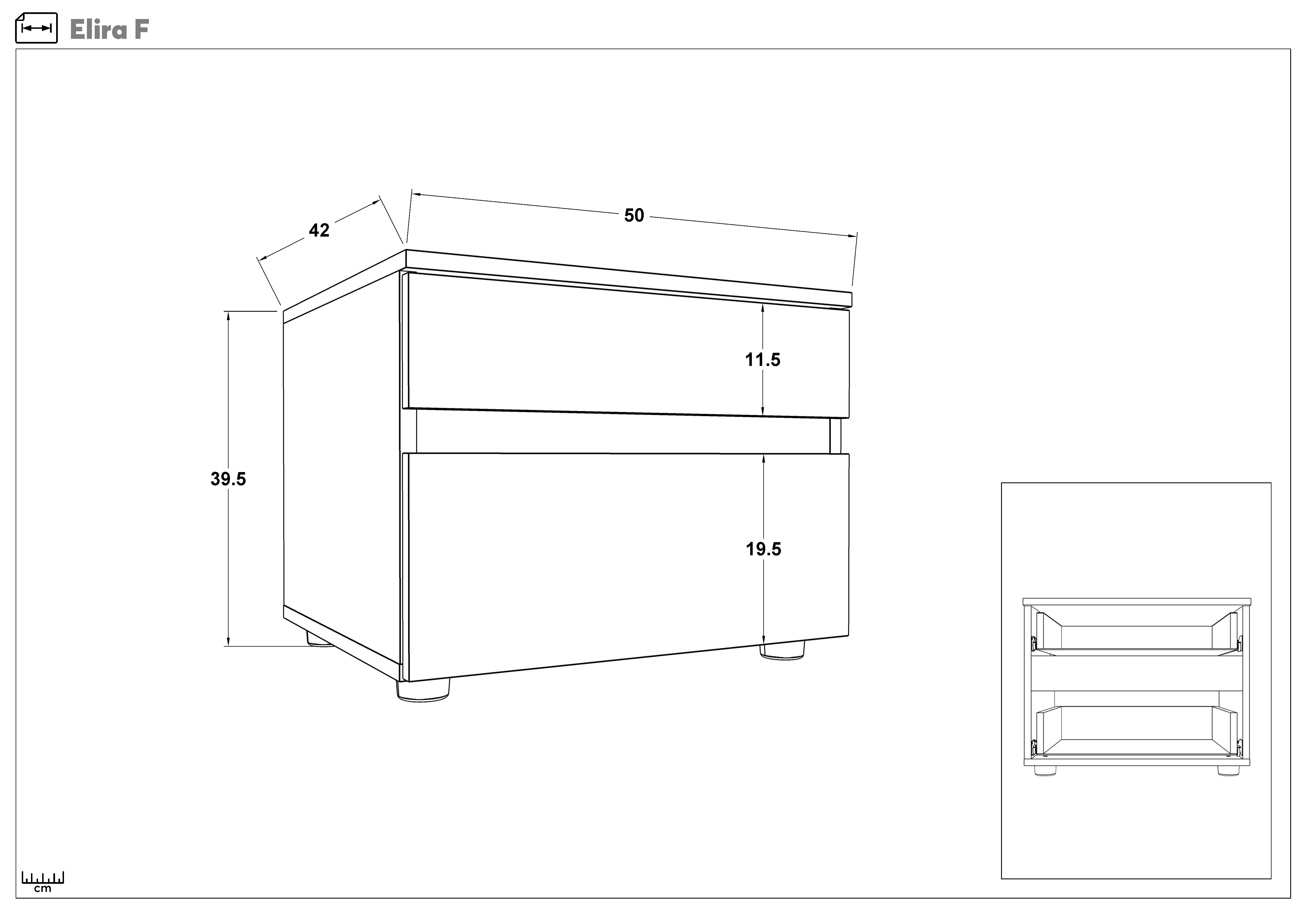 Bedroom furniture set for mattress 160/200 + LED Elira