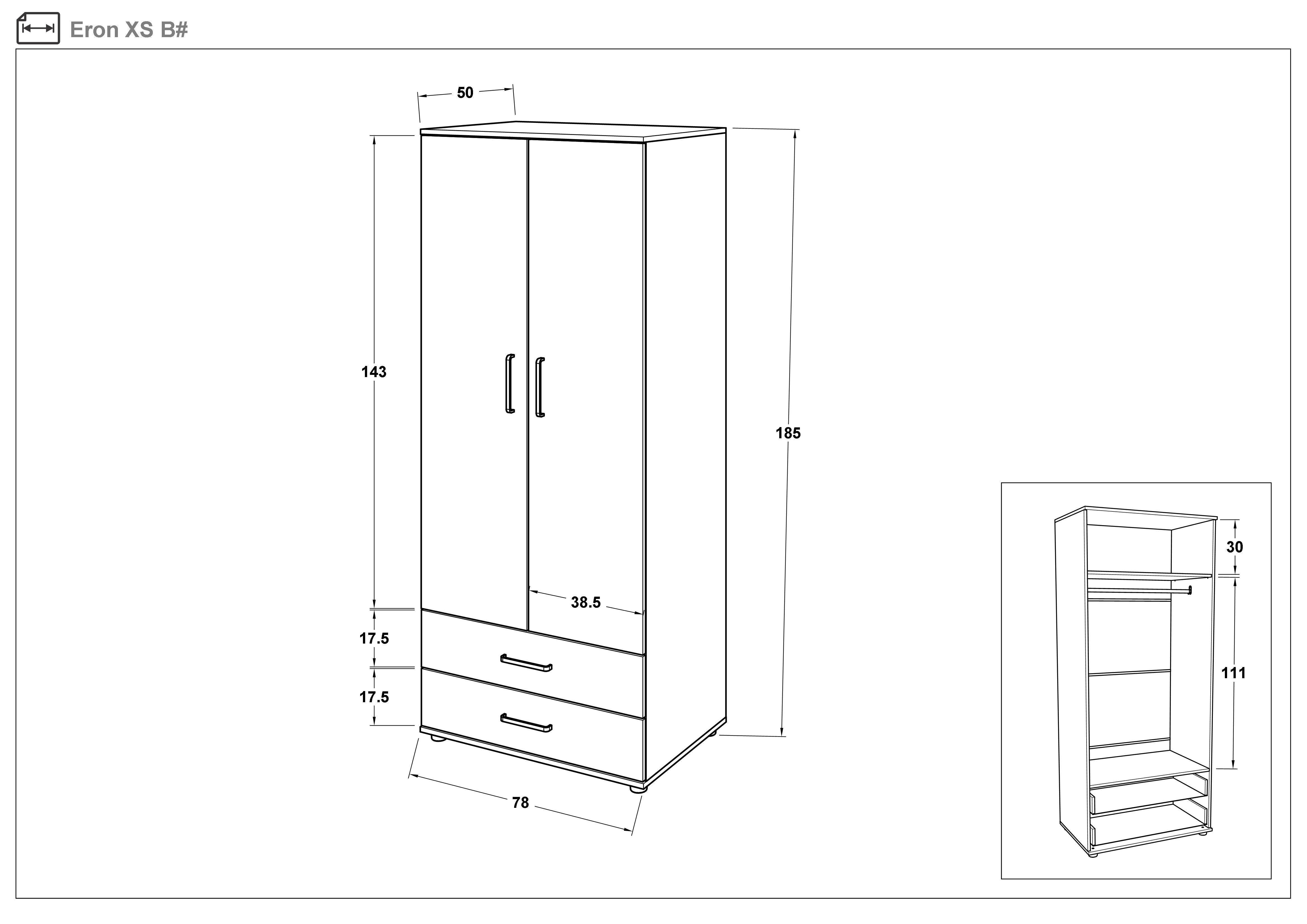 Set Bed Prista + wardrobe Eron XS