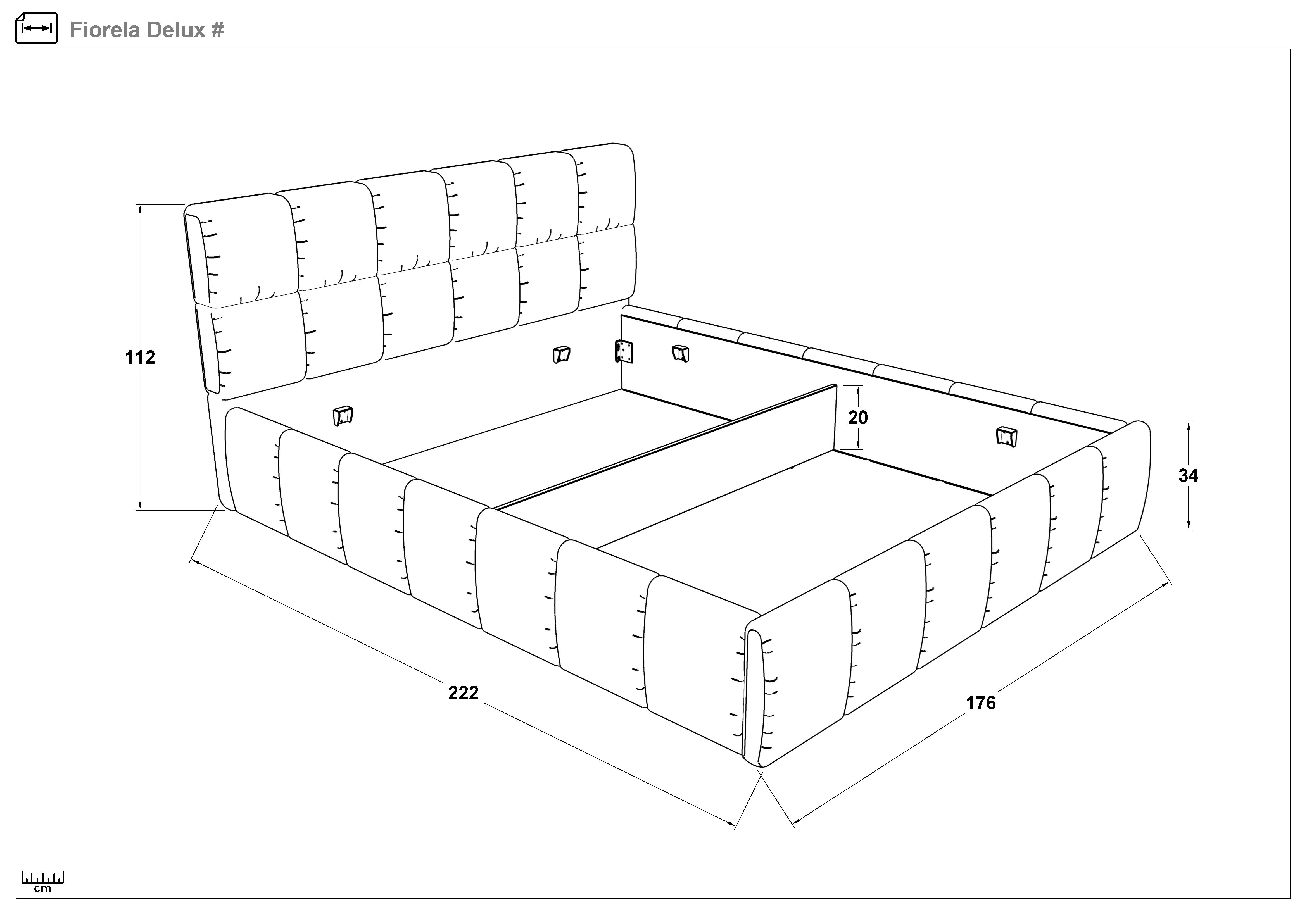 Upholstered double bed for mattress 160/200 Fiorela Deluxe