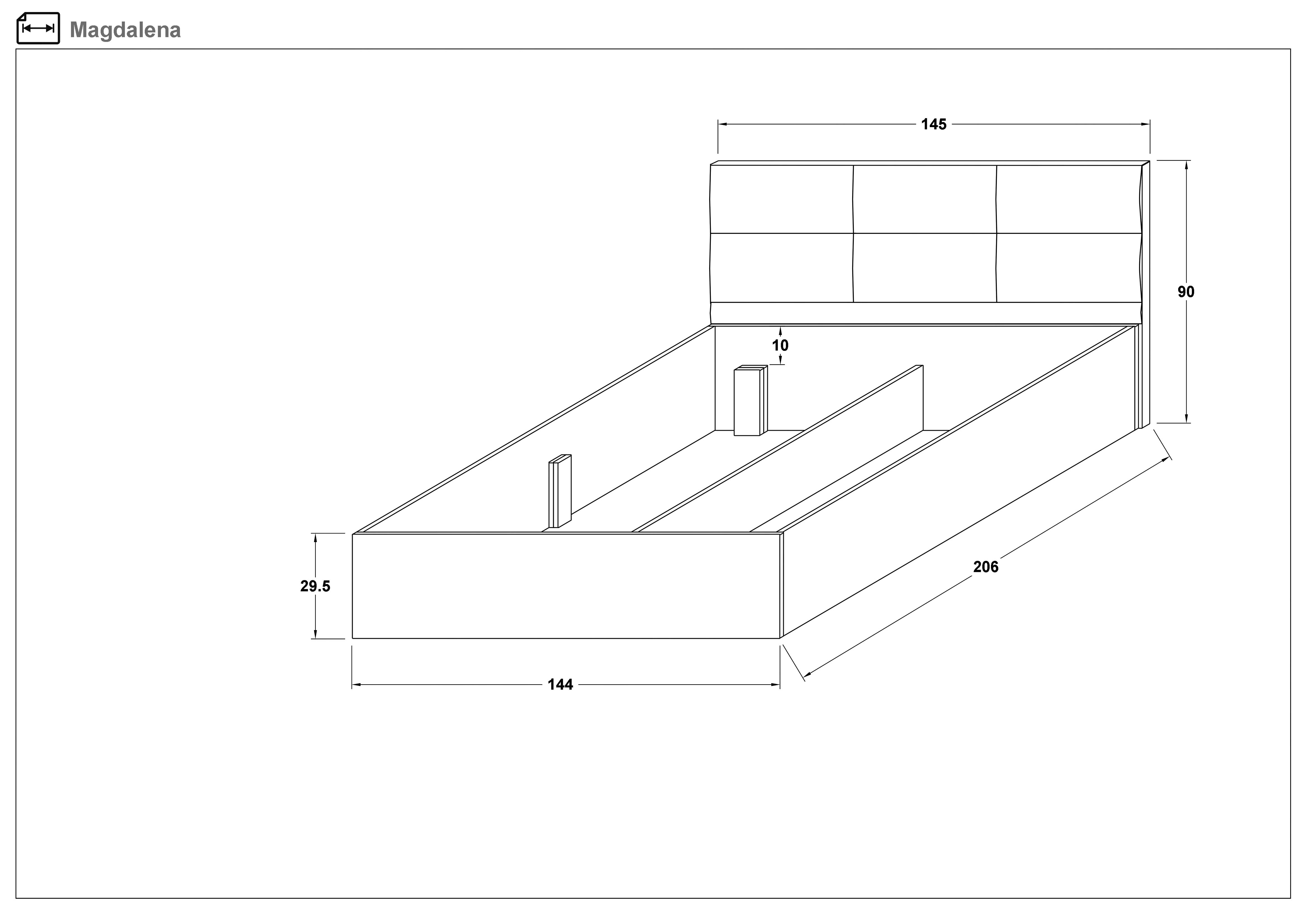 Double bed for mattress 140/200 Magdalena II