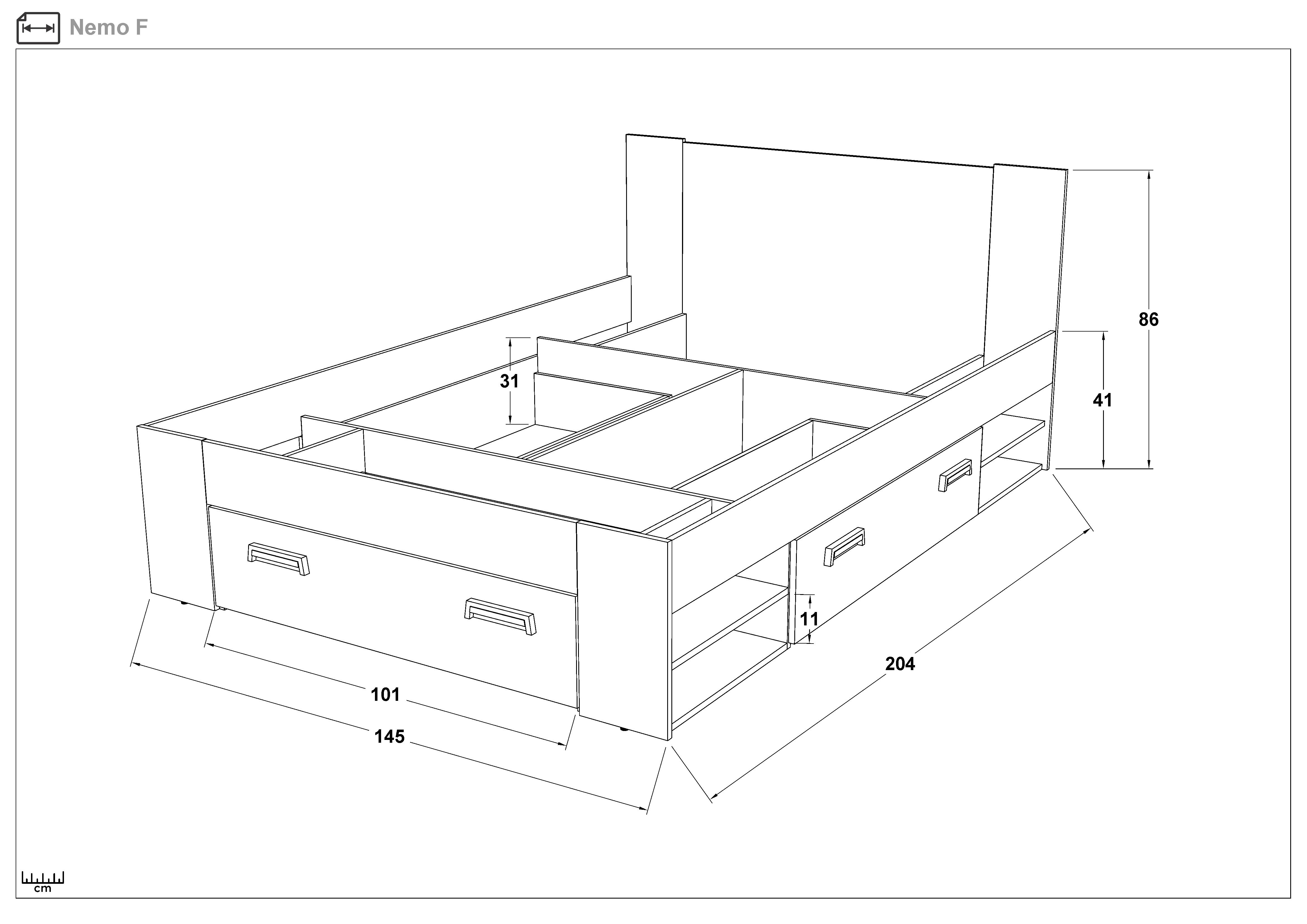 Double bed 140/200 Nemo + mattress