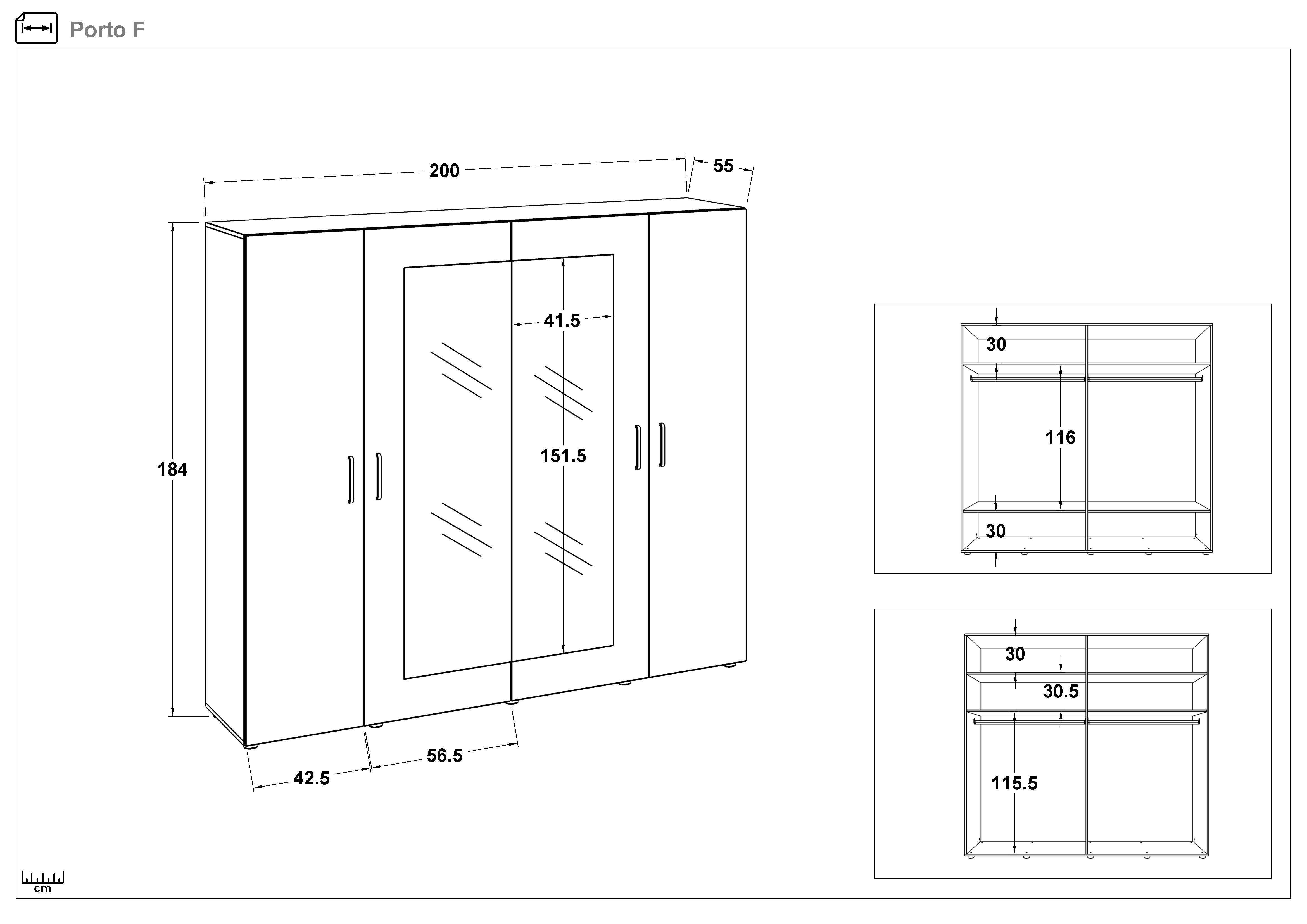 Bedroom furniture set for mattress 160/200 Porto
