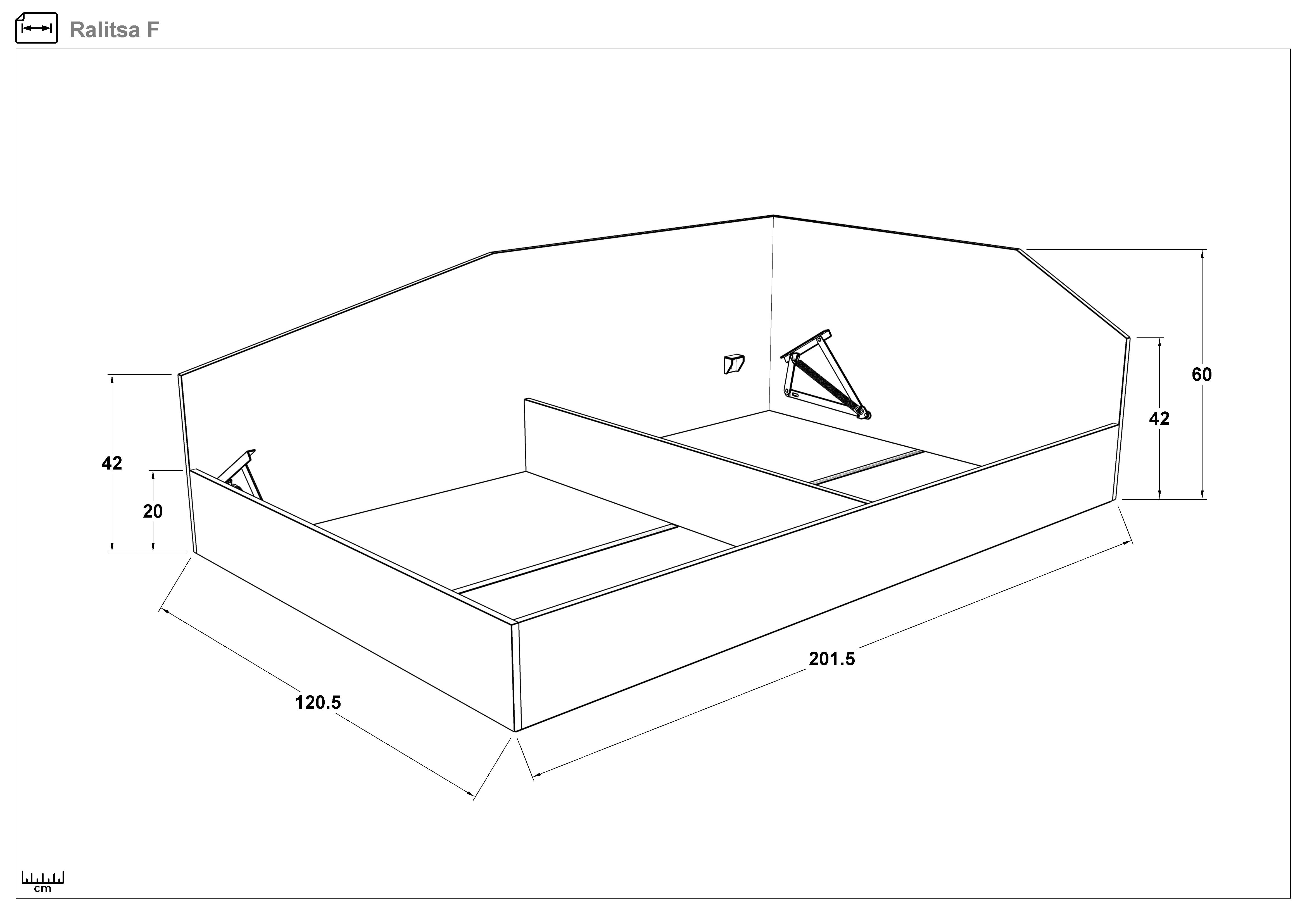 Bed with mechanism for mattress 120/190 Ralitsa