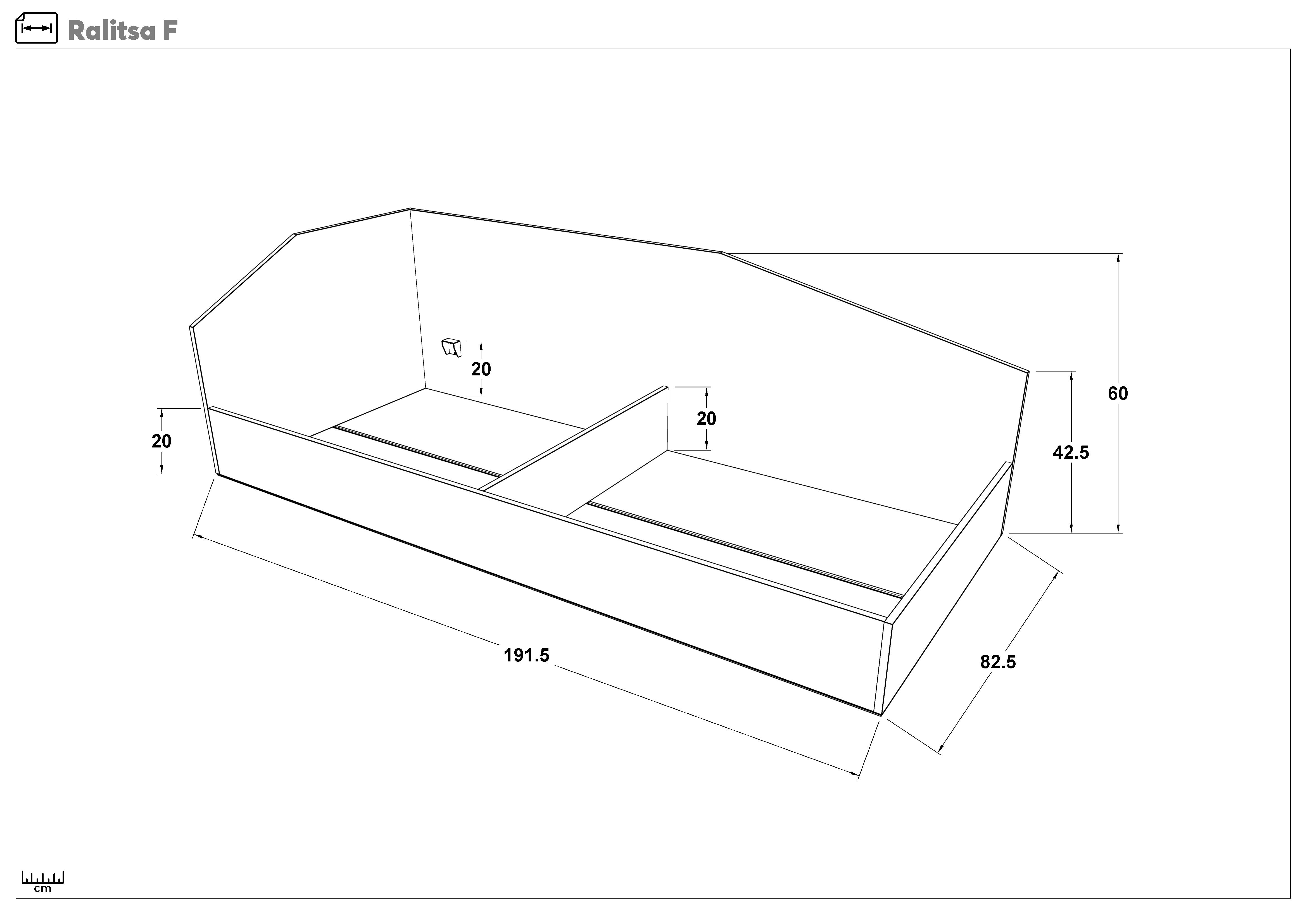 Bed with mechanism for mattress 82/190 Ralitsa