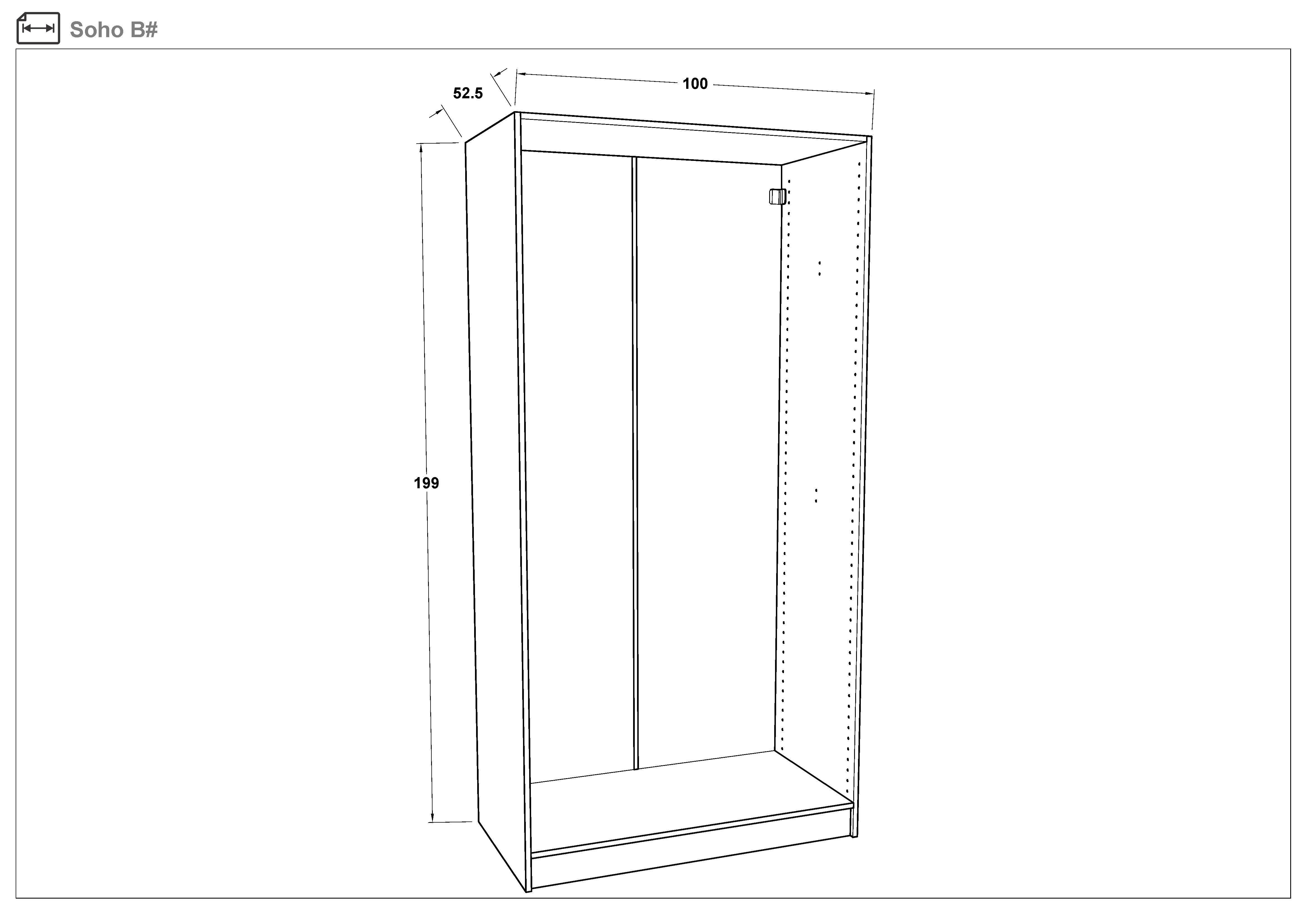 Modular wardrobe with sliding doors 200 cm Soho Slide 200