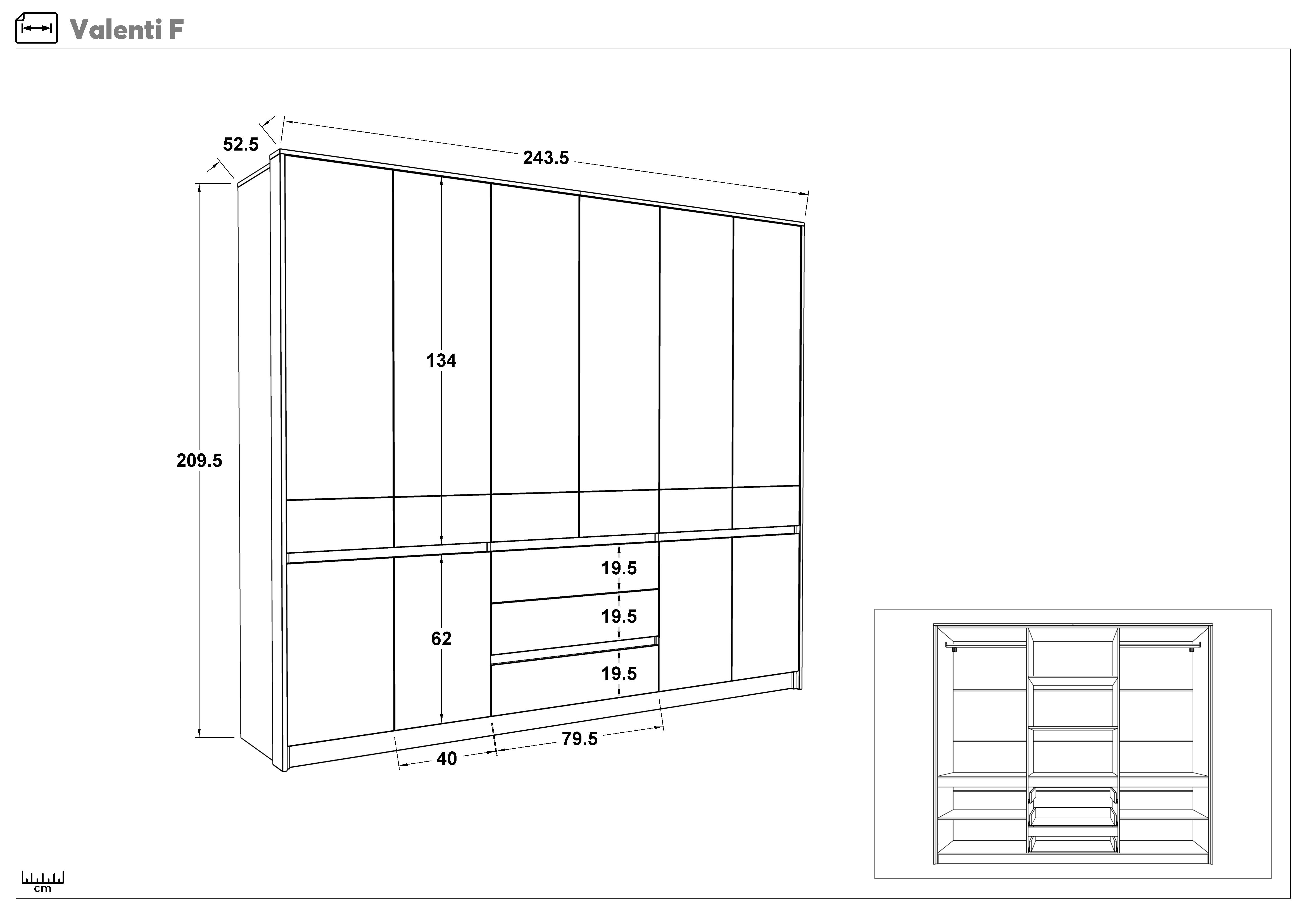 Bedroom furniture set for mattress 160/200 + LED Valenti
