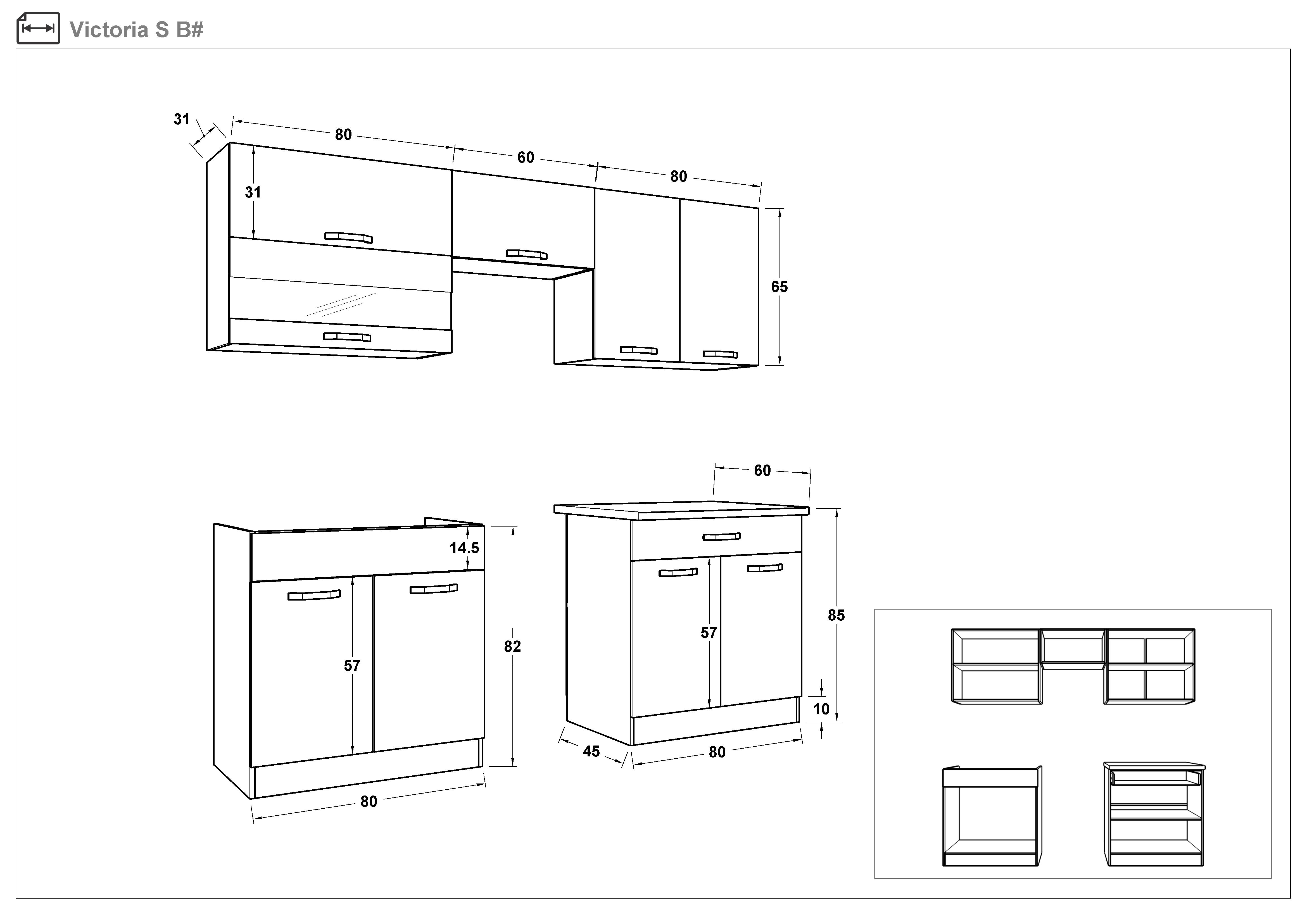 Kitchen with included thermo countertop Victoria S