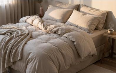 4 предмети 200/220 см.; Ранфорс 100% Бавовна Постільна білизна Plain Beige 4 предмети 200/220 см.; Ранфорс 100% Бавовна