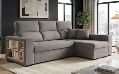 Extendable corner sofa with shelf armrest Astor Extendable corner sofa with shelf armrest