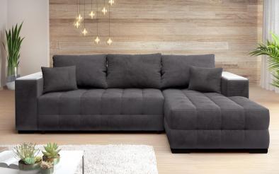 Extendable sofa Melvin Spring S with chaise + mini shelf armrest Extendable sofa with mini shelf armrest