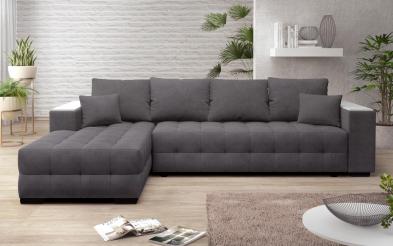 Extendable sofa Melvin Spring with chaise + mini shelf armrest Extendable sofa with mini shelf armrest