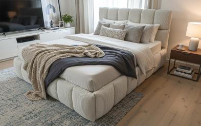 Upholstered double bed for mattress 160/200 Fiorela Deluxe Upholstered double bed for mattress 160/200