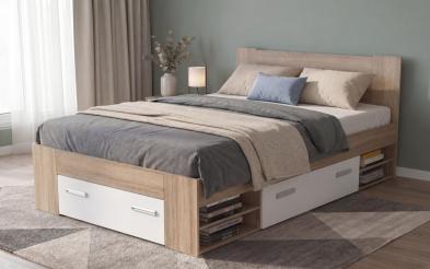Double bed + drawers for mattress 140/200 Nemo Double bed + drawers for mattress 140/200