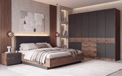 Bedroom furniture set for mattress 160/200 + LED Elira Bedroom furniture set for mattress 160/200 + LED