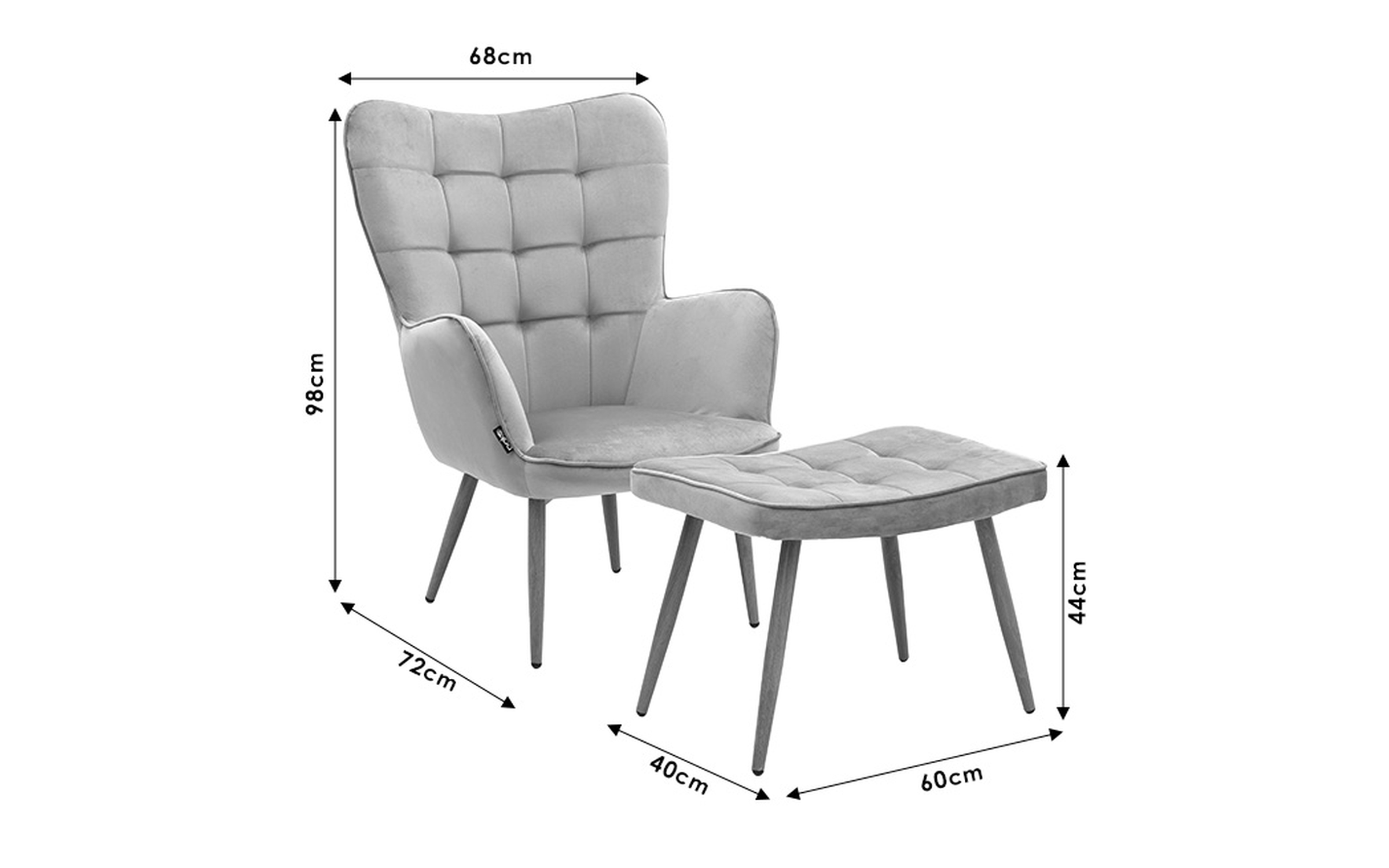 Armchair + ottoman Madison, ash rose  2