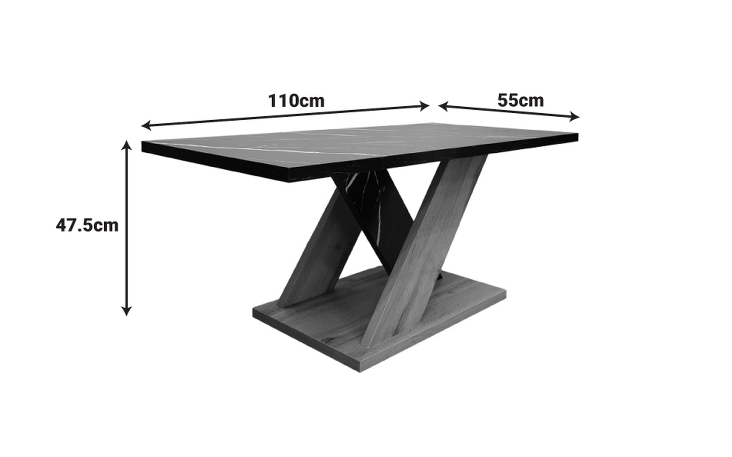 Coffee table Solange, black marble + Sonoma  2