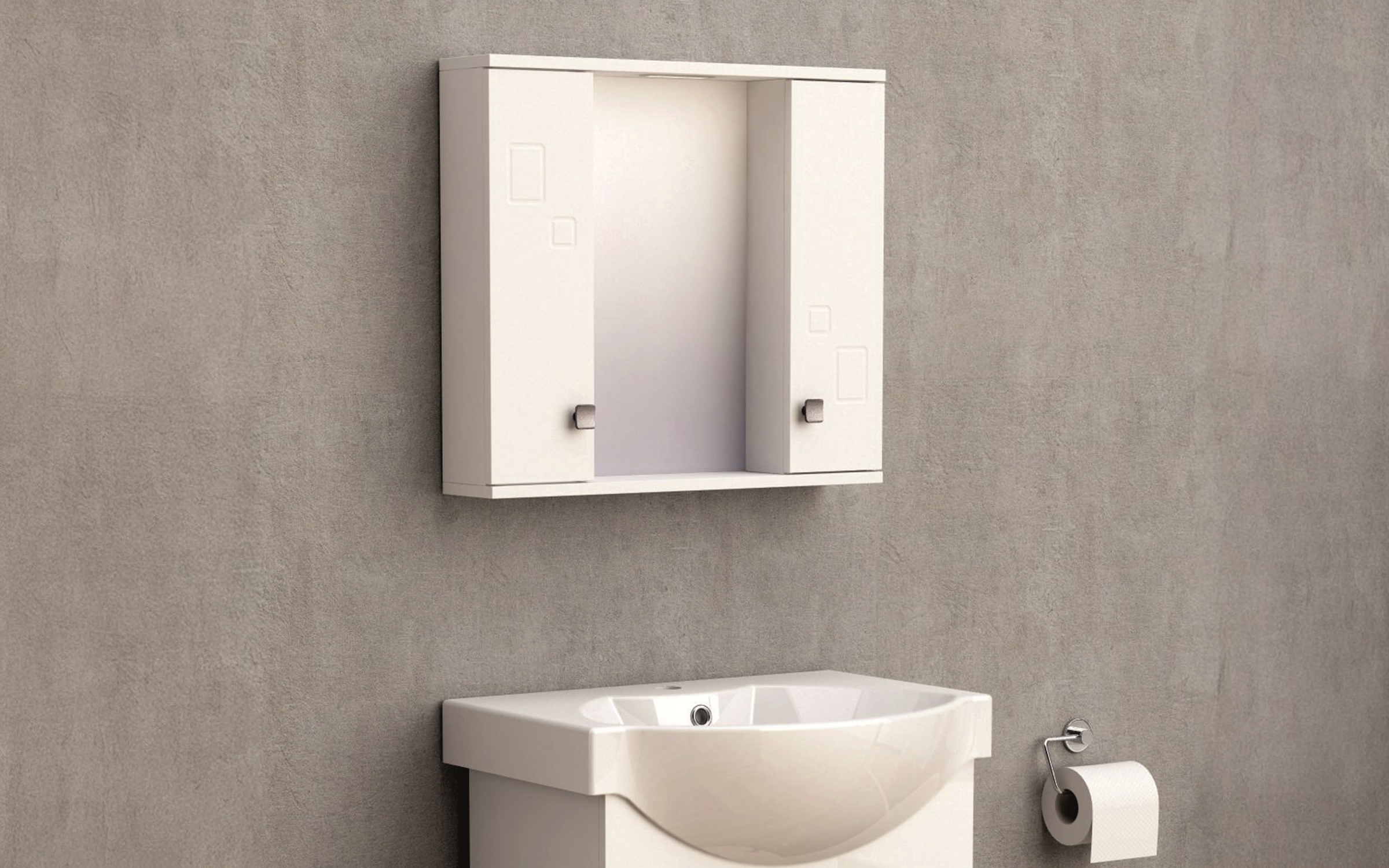 PVC mirror bathroom cabinet ICMC1034-60, white  1