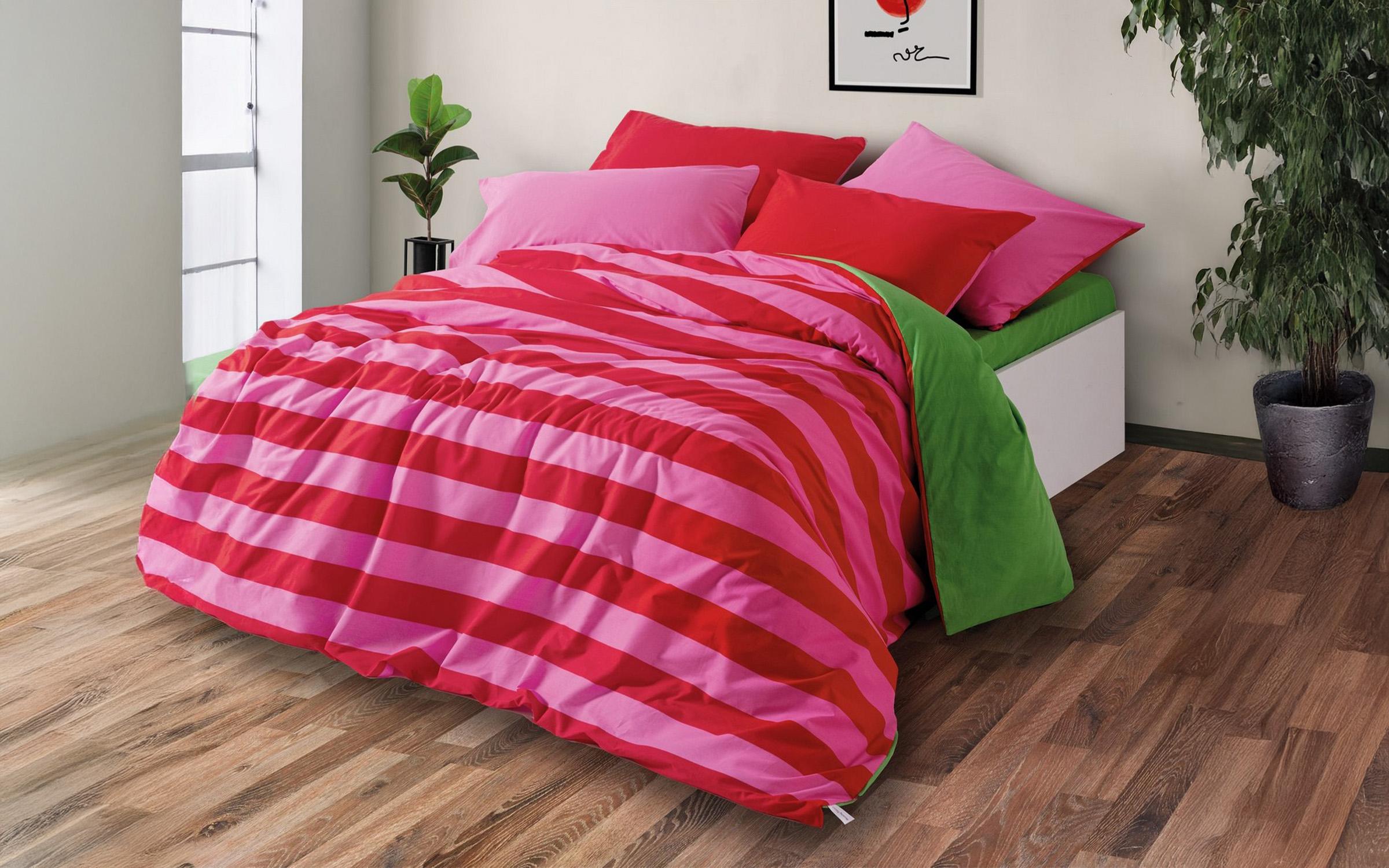4 parts 200/220 cm; Ranforce 100% Cotton Bed linen Cherie, pink  2