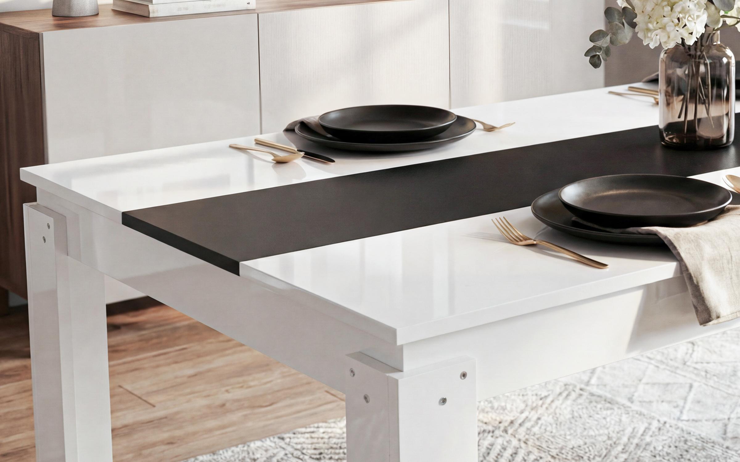 Dining table Phoenix 160, white + black gloss  3