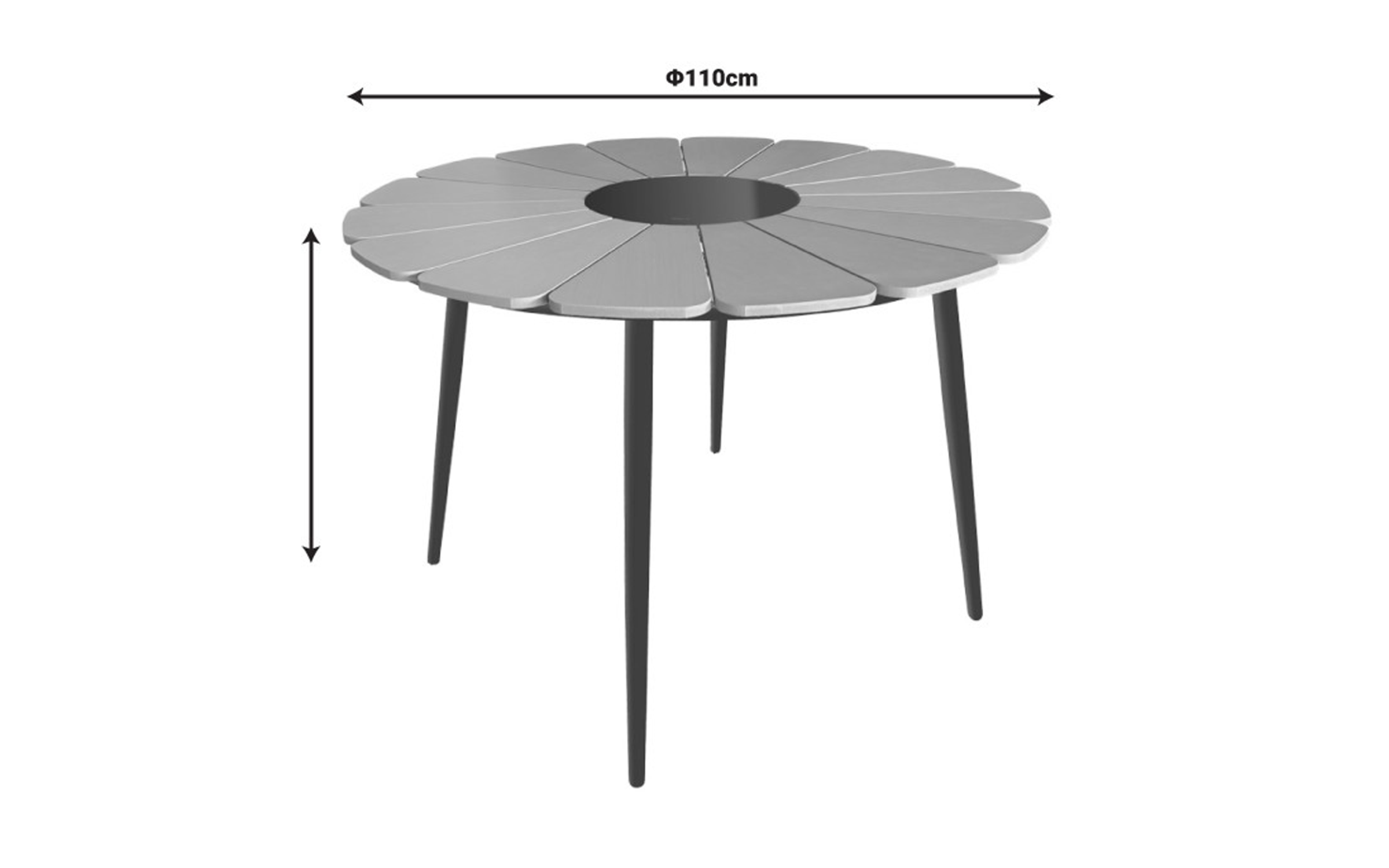 Garden table Pinap, natural + black  2