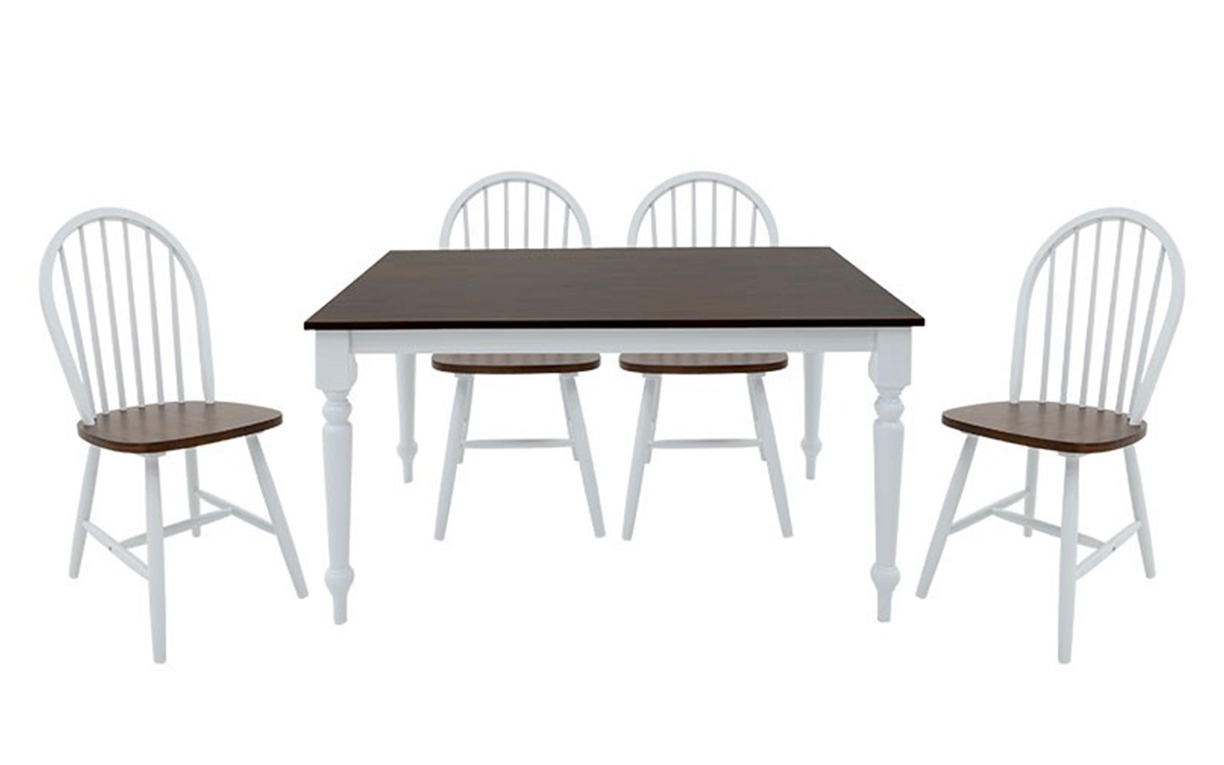 Set of table + chairs Alvea, walnut + white  2