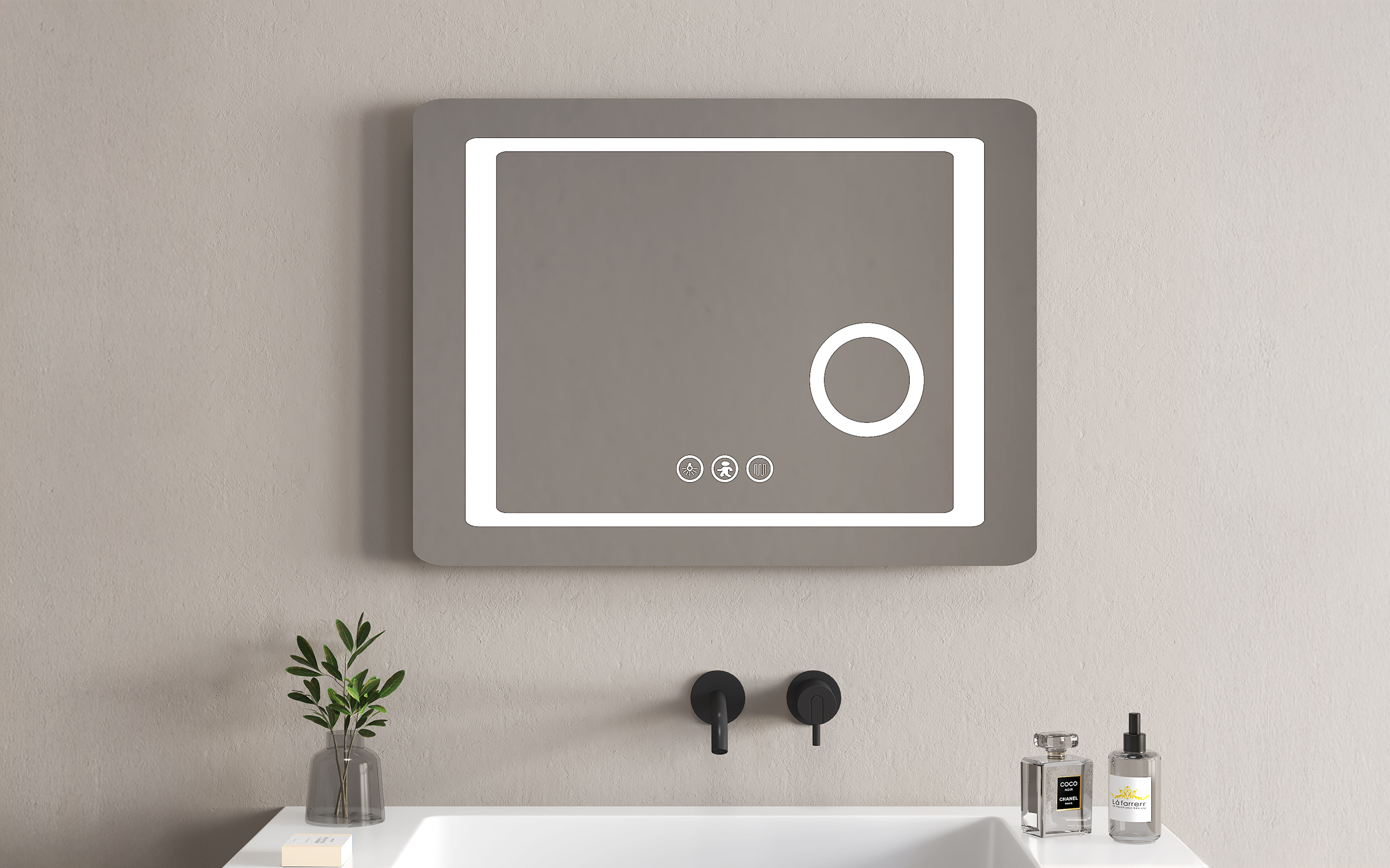 ICL 1596 Bathroom mirror with LED lights, 60/80 cm  1
