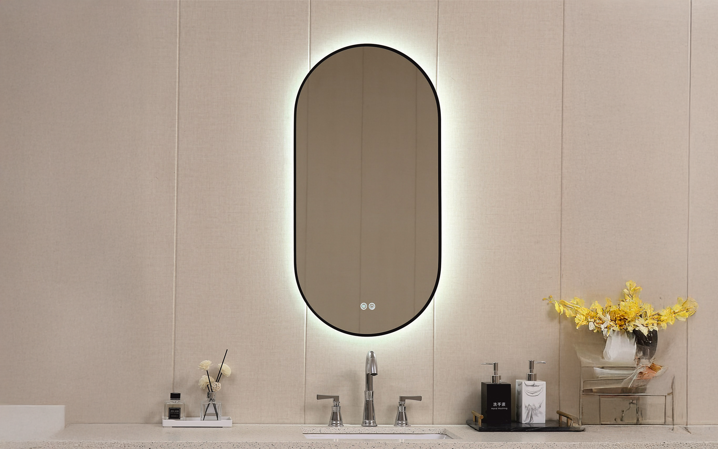 1850/60 Bathroom mirror with LED lights, 60/120 cm  1