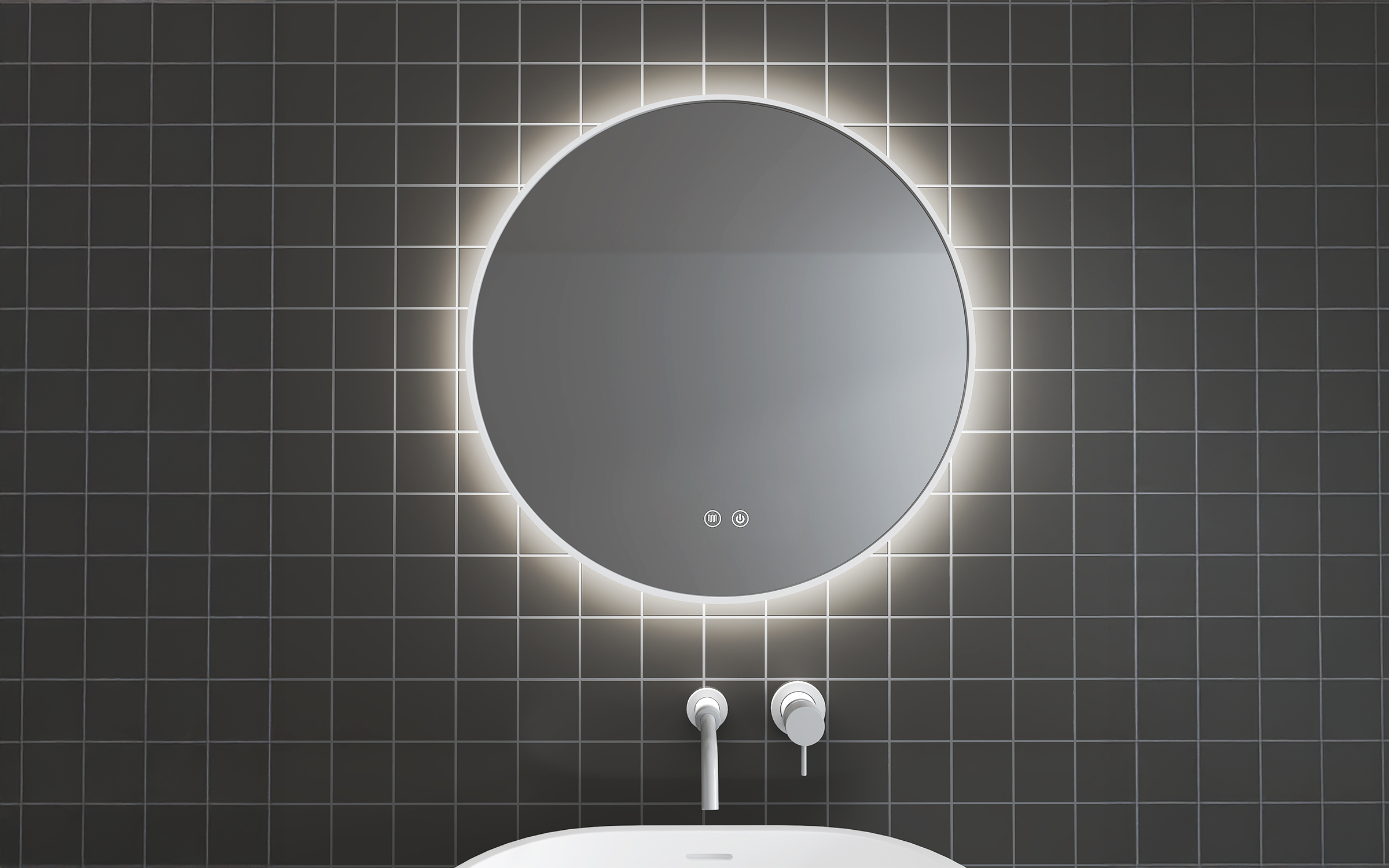 1855-60W Bathroom mirror with LED lights, 60/60 cm  1