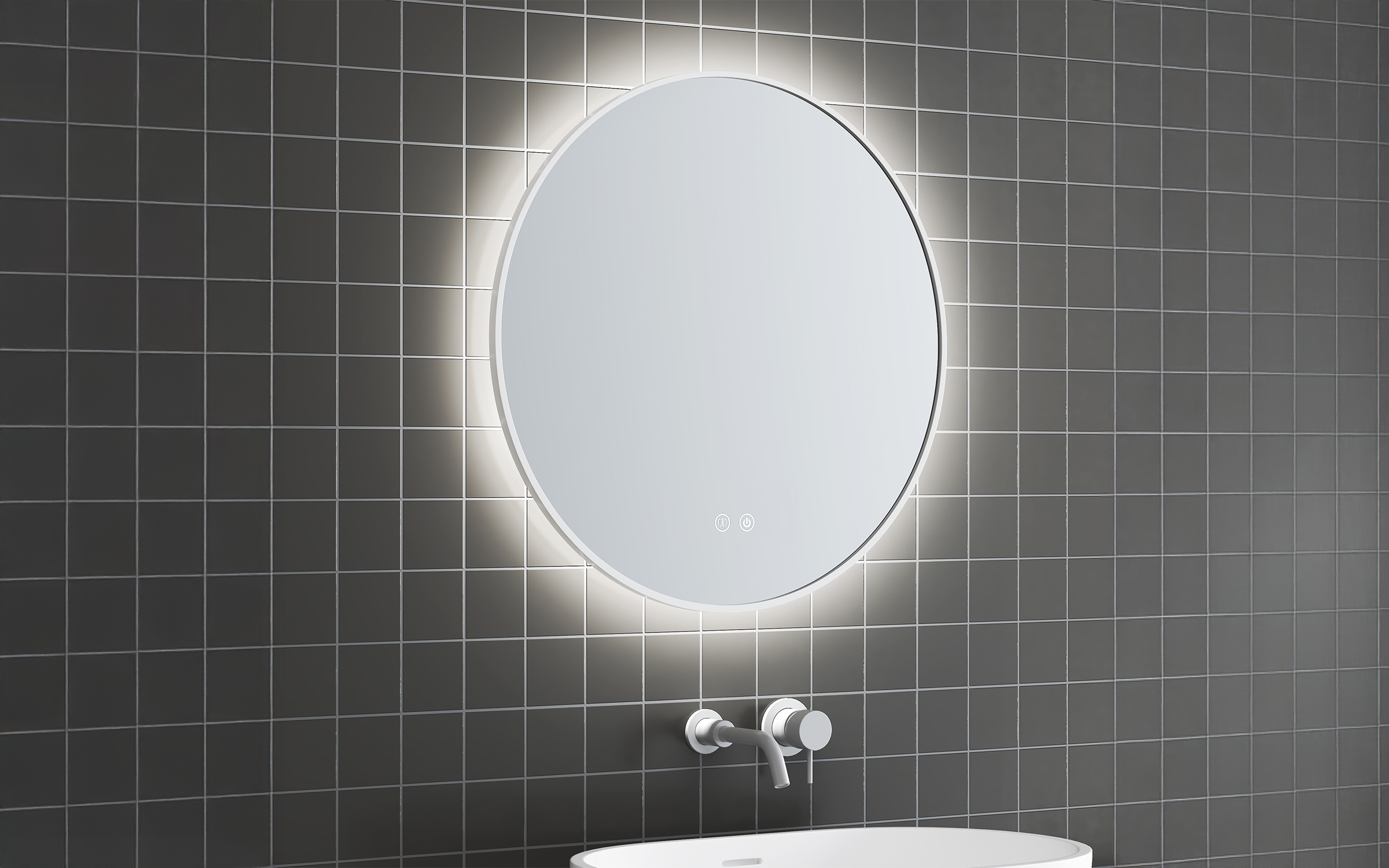 1855-60W Bathroom mirror with LED lights, 60/60 cm  2