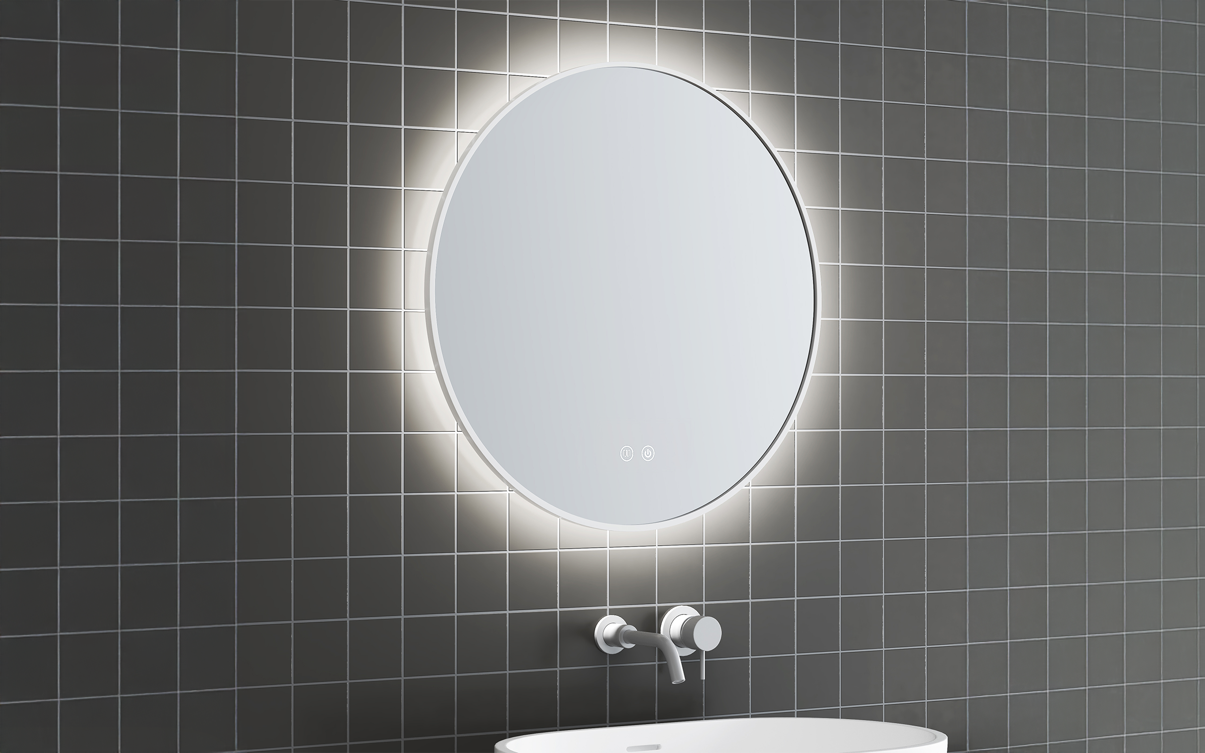 1855-80W Bathroom mirror with LED lights, 80/80 cm  2