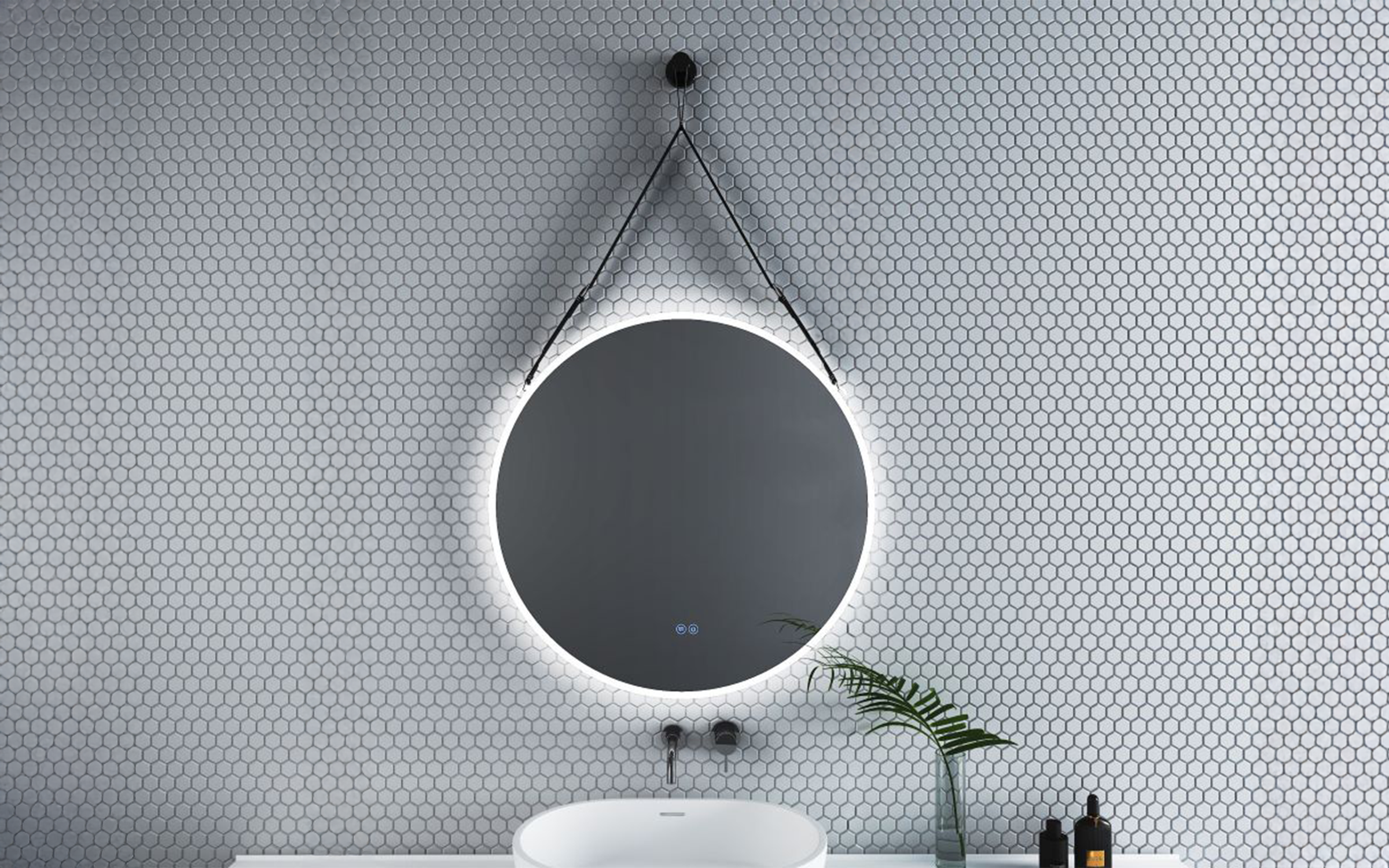 1909BLACK Bathroom mirror with LED lights, 80/80 cm  1