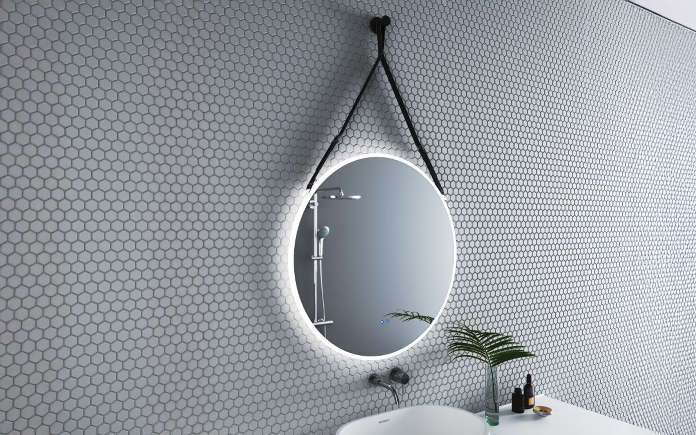 1909BLACK Bathroom mirror with LED lights, 80/80 cm  2