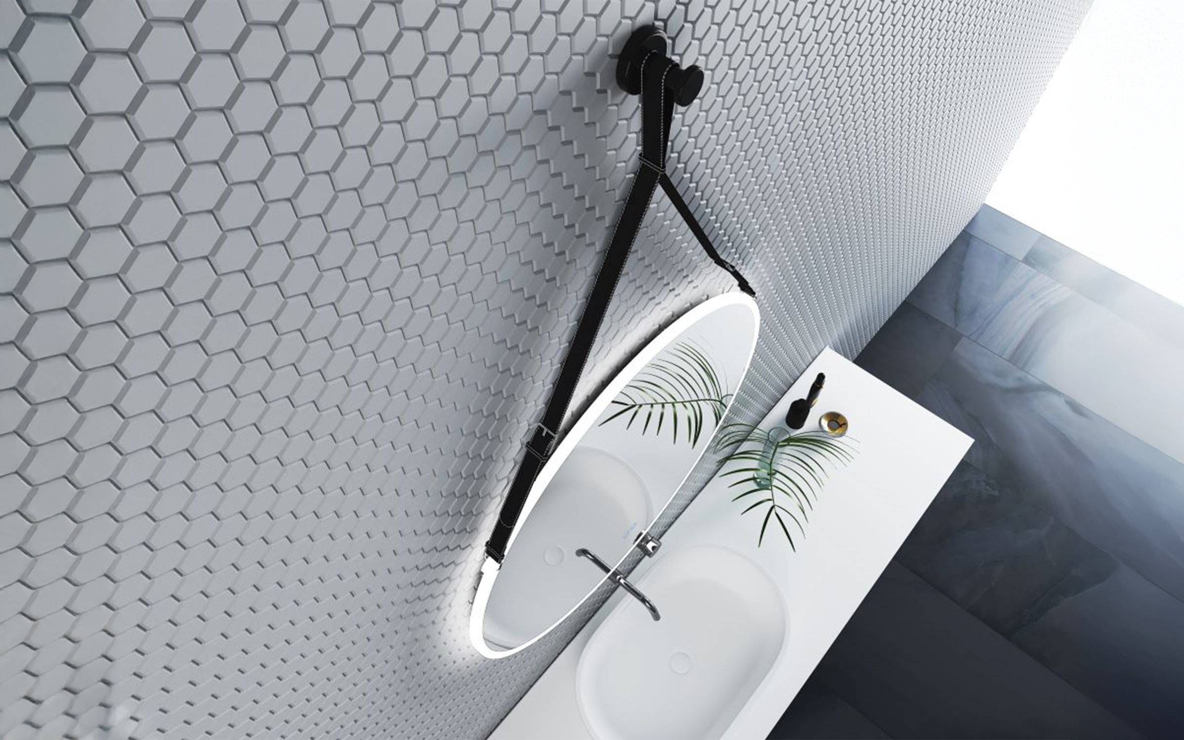 1909BLACK Bathroom mirror with LED lights, 80/80 cm  3