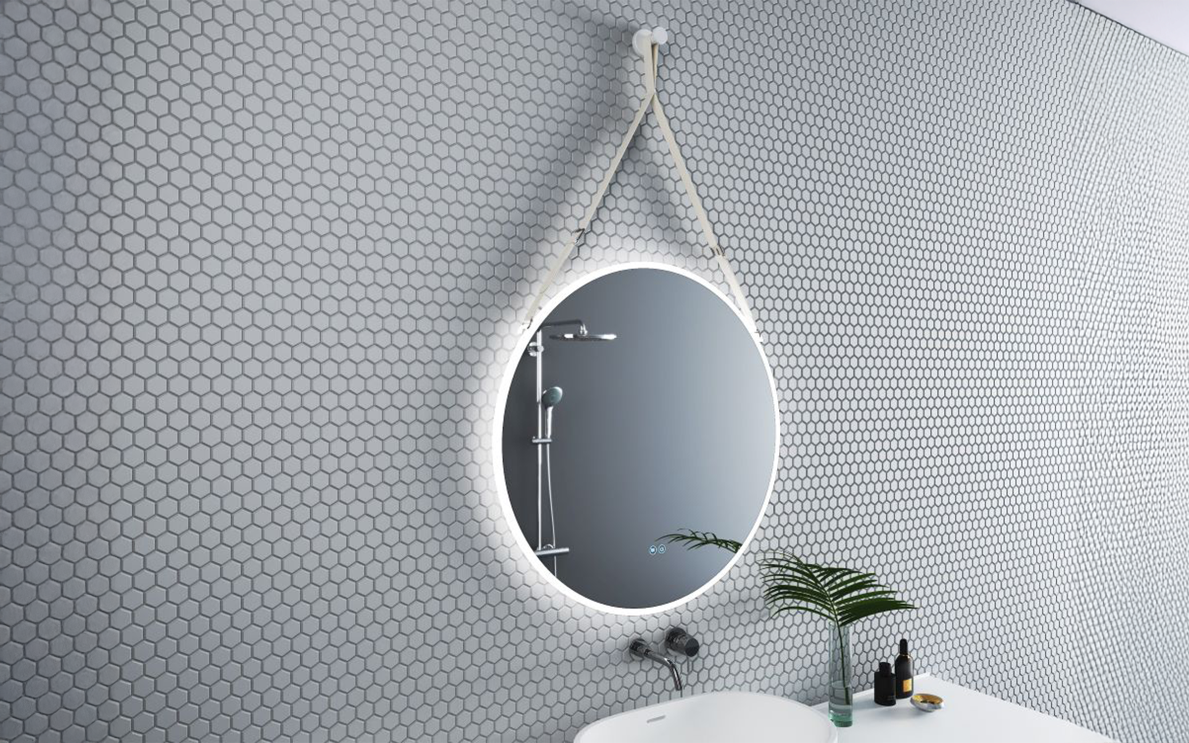 1909WHITE Bathroom mirror with LED lights, 80/80 cm  2