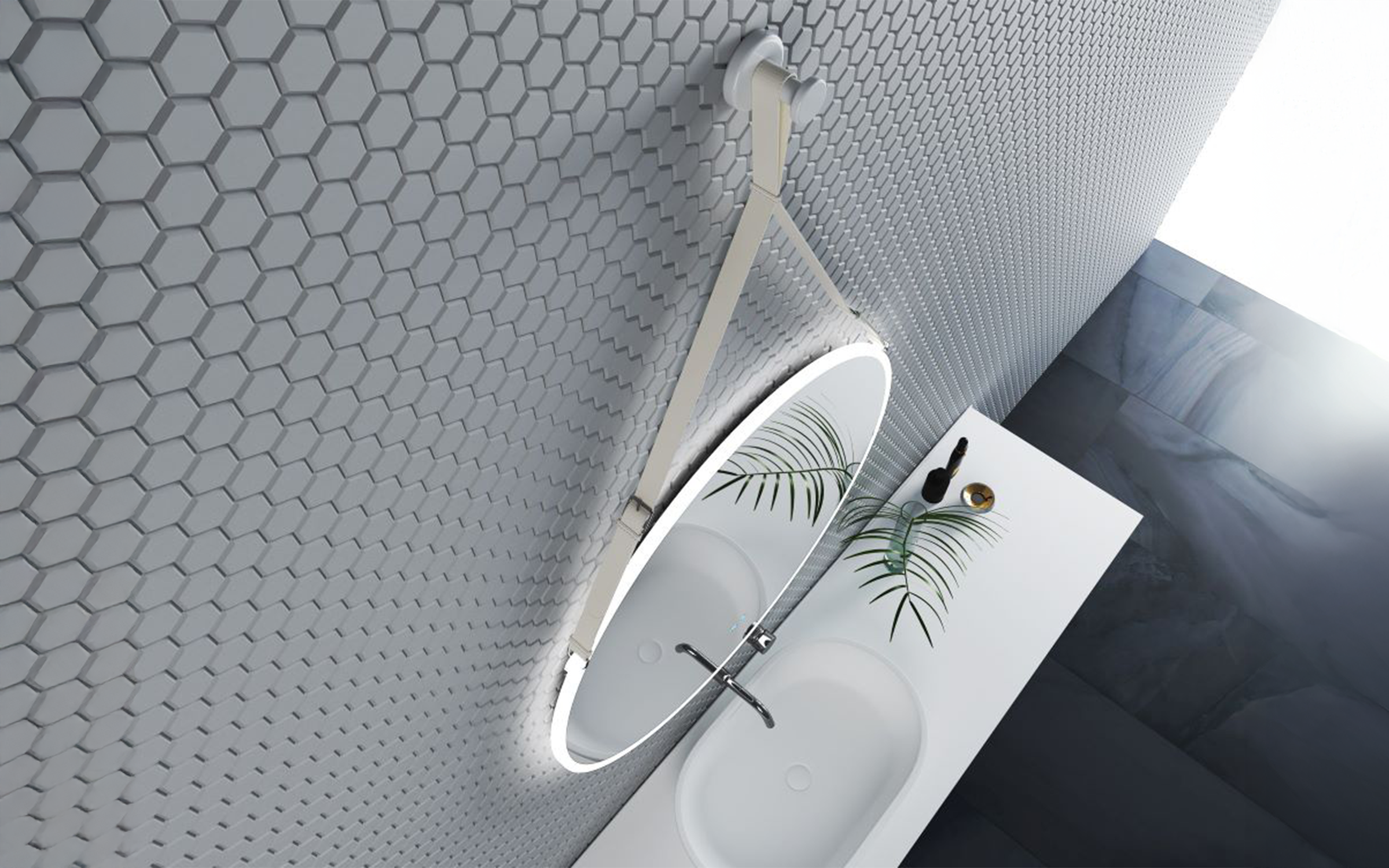 1909WHITE Bathroom mirror with LED lights, 80/80 cm  3