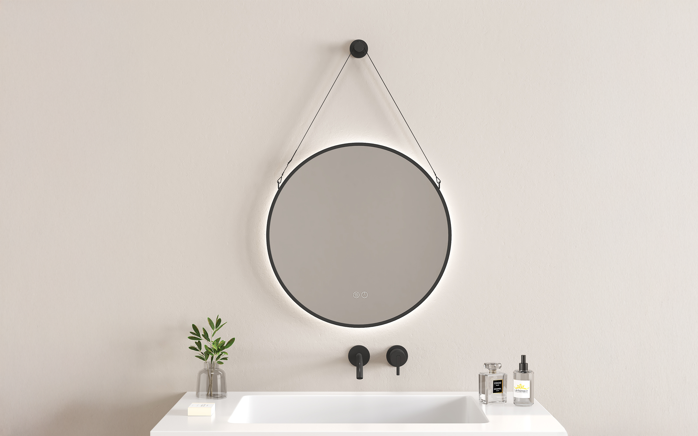 1946 Bathroom mirror with LED lights, 60/60 cm  1