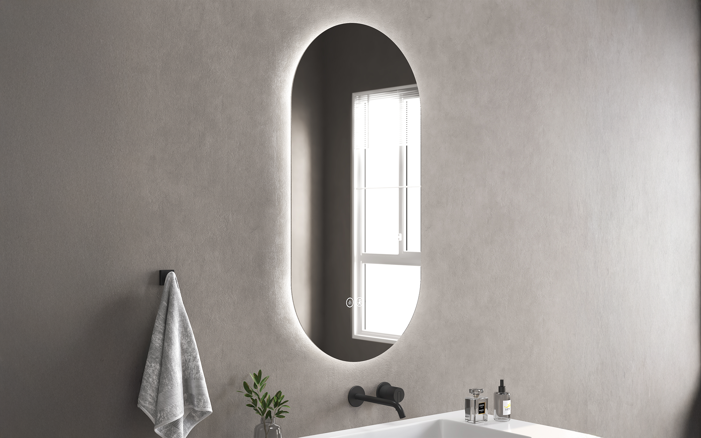 1955-60 Bathroom mirror with LED lights, 60/120 cm  2