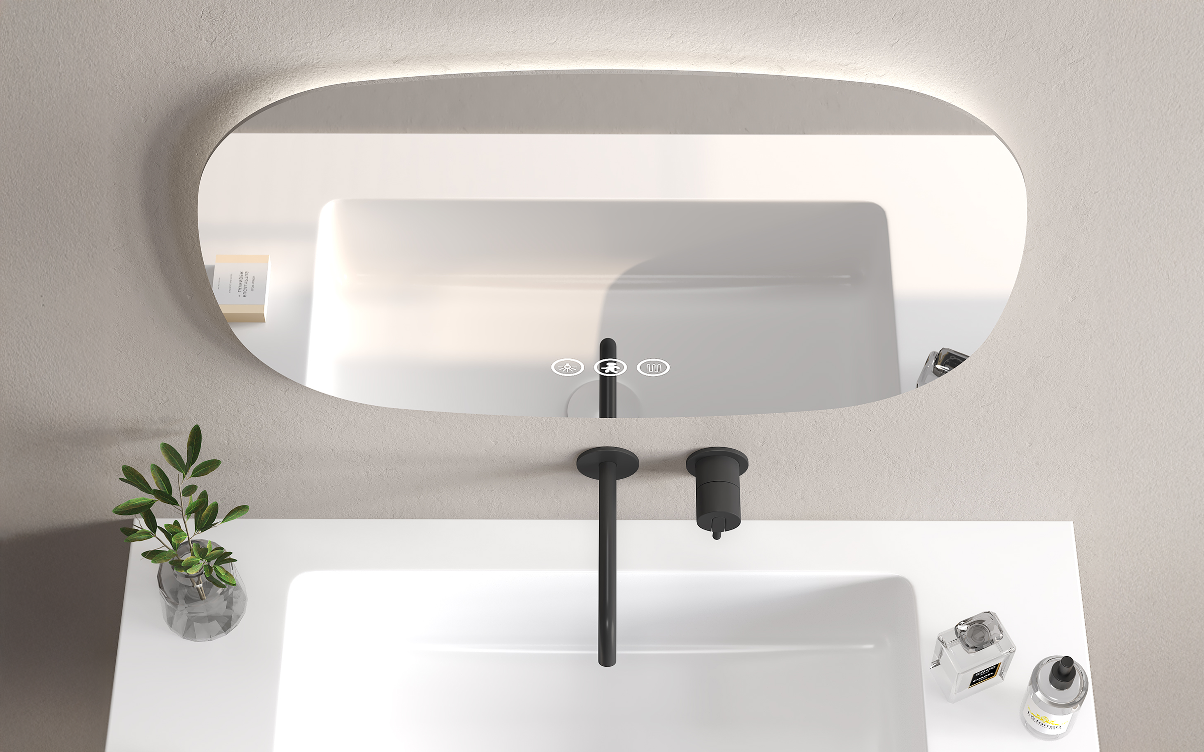 1958 Bathroom mirror with LED lights, 80/60 cm  3