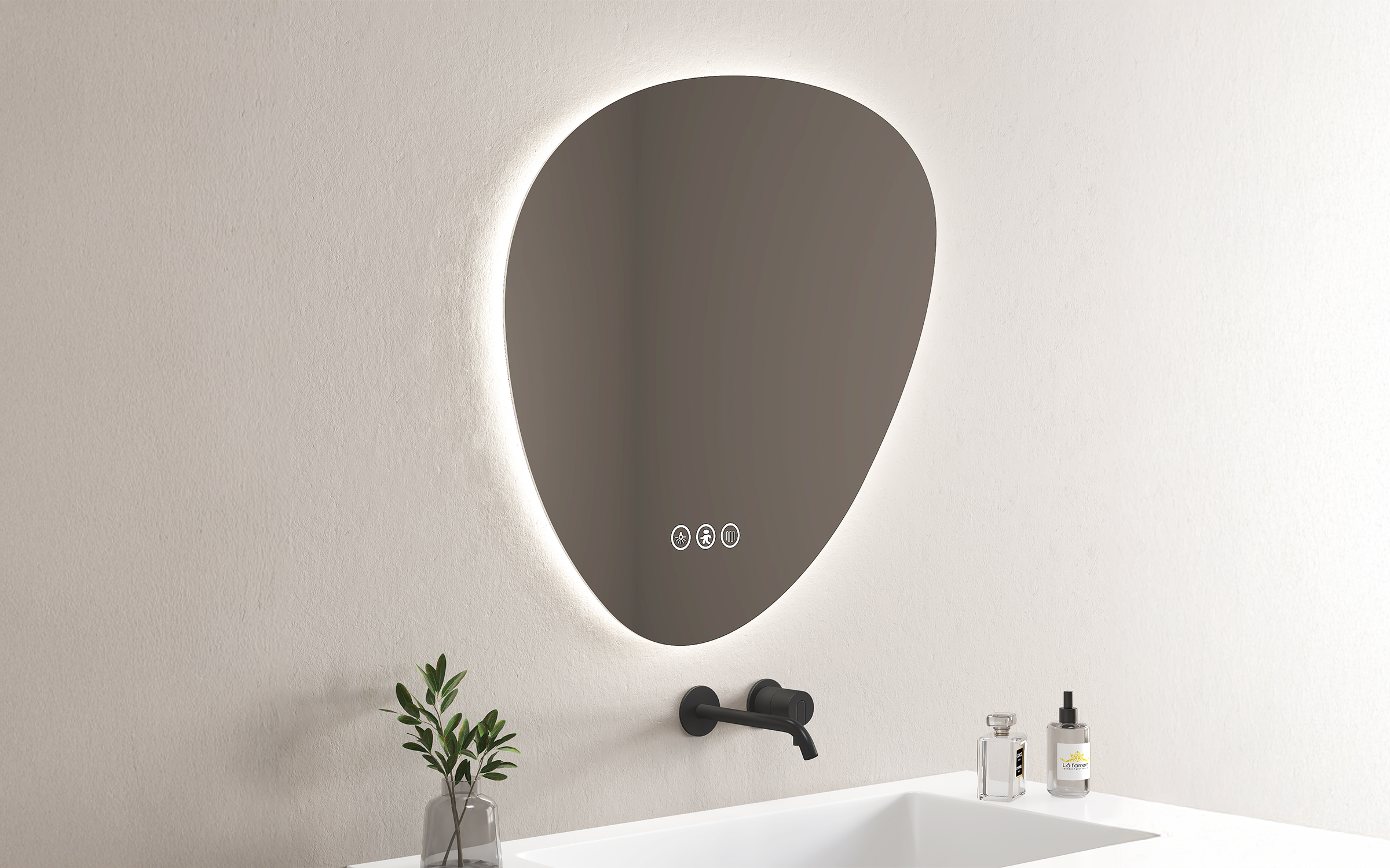 1959 Зеркало для ванной комнаты с LED подсветкой, 80/80 см  2