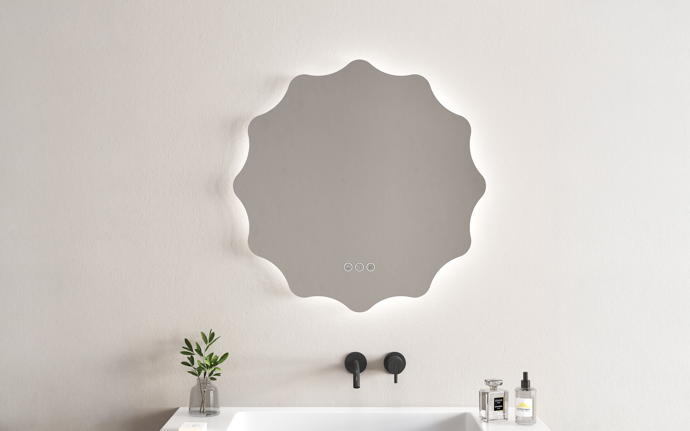 1967 Bathroom mirror with LED lights, 80/80 cm  1
