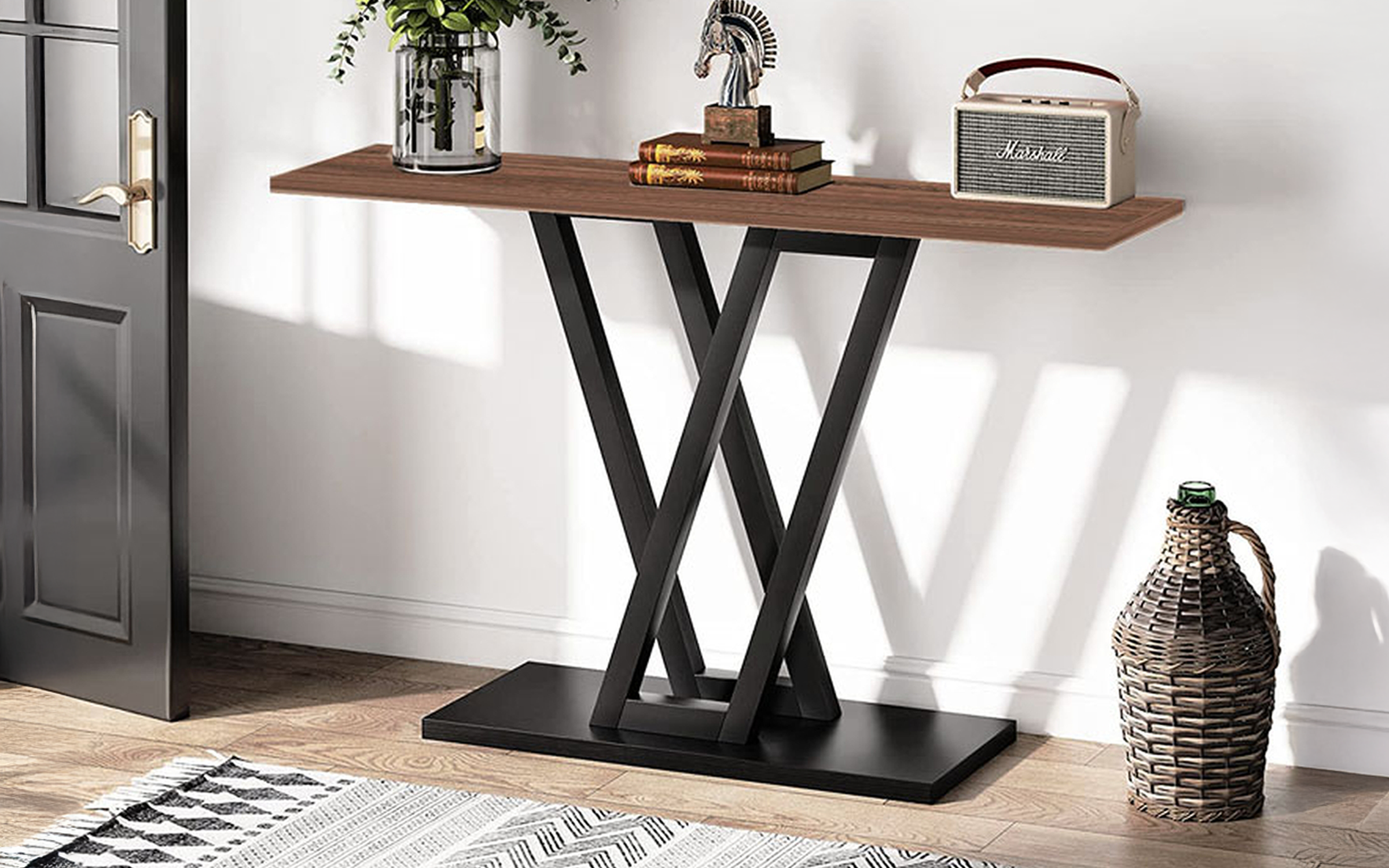 Console table Virmo, walnut + black  1