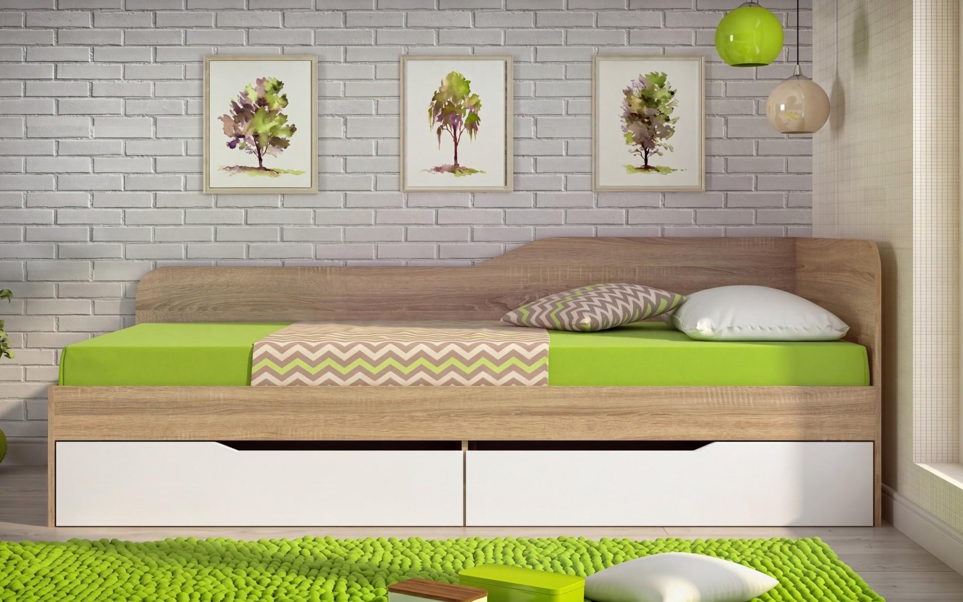 Bed + drawers for mattress 90/200 Amiko, Sonoma oak + white  1