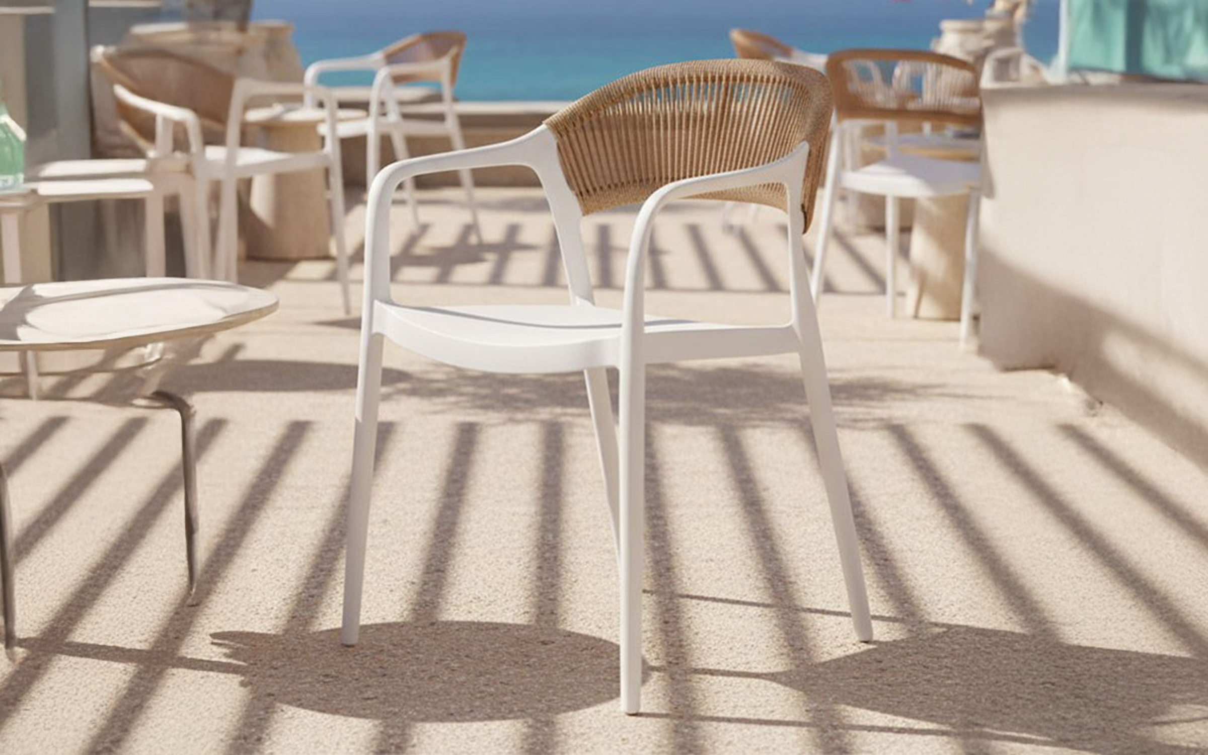 Garden chair Ankara, white + natural  1