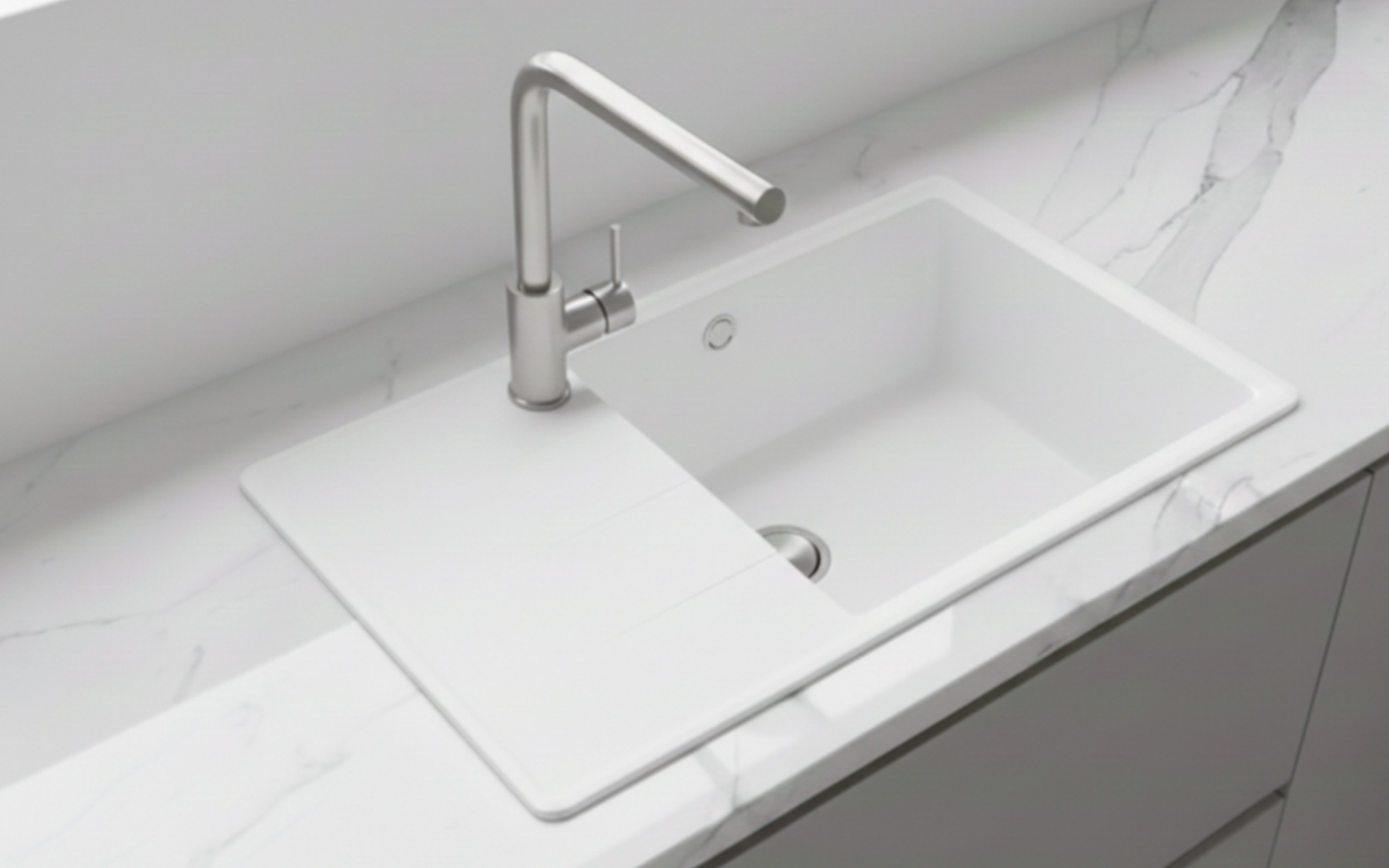 Granite sink Delux-L, white  3