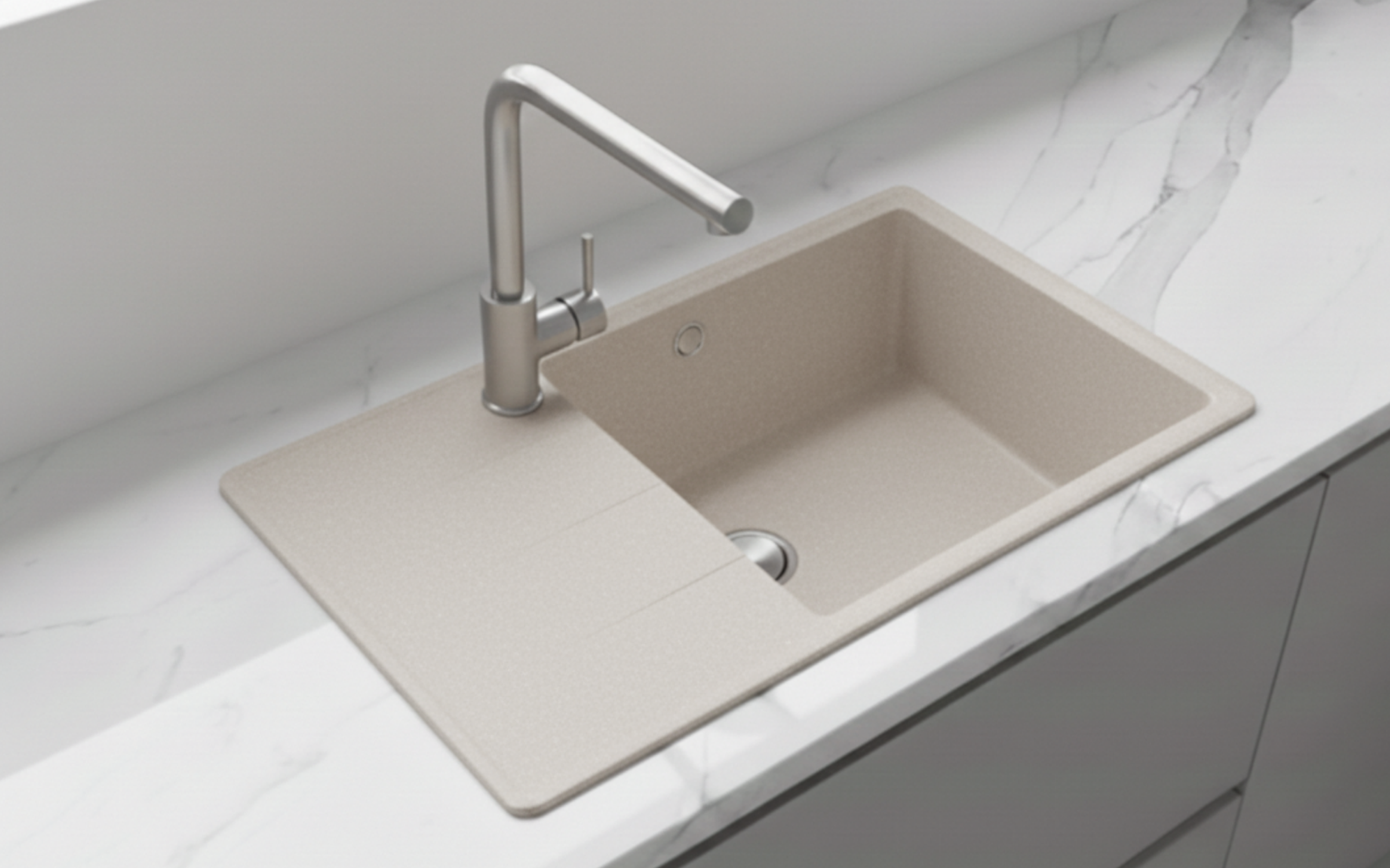 Granite sink Delux-L, beige  3